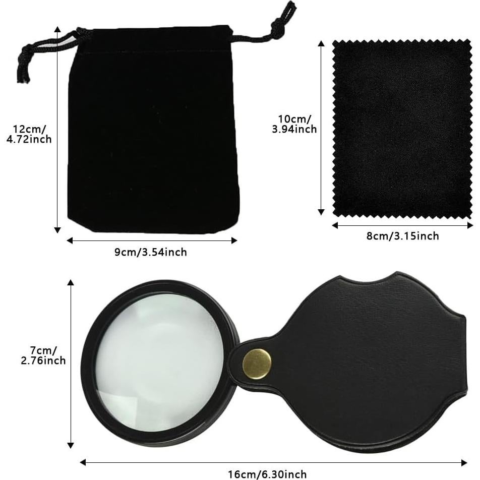 Lupa de Bolsillo XuYelora 10x Plegable con Funda y Paño