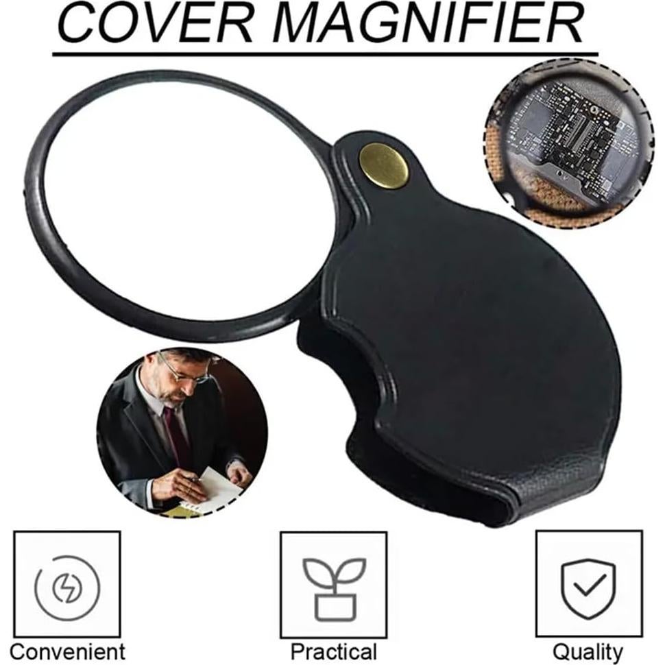Lupa de Bolsillo XuYelora 10x Plegable con Funda y Paño