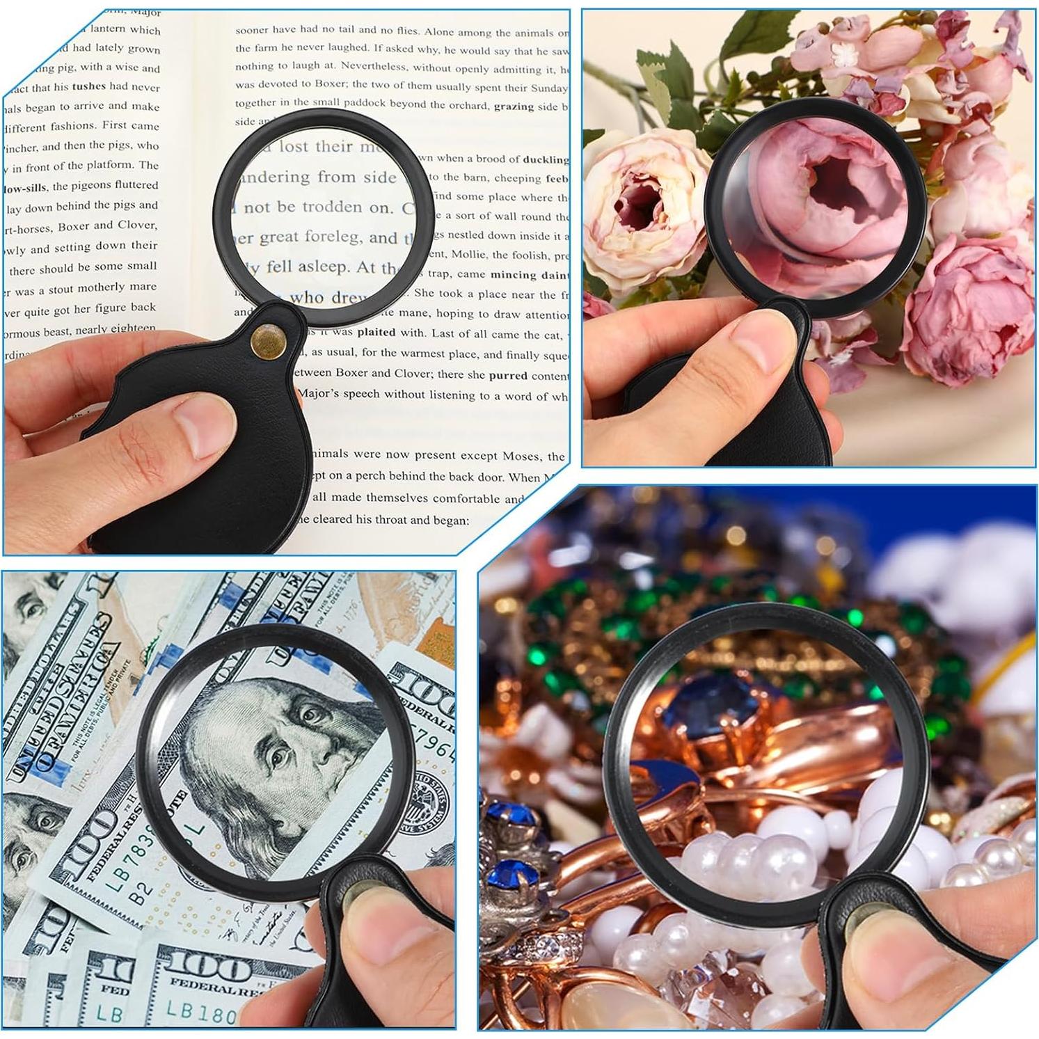 Lupa de Bolsillo WLLHYF 10X/20X Plegable y Rotativa