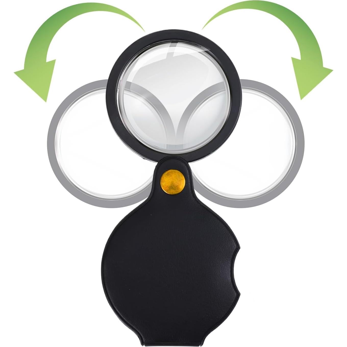 Lupa de Bolsillo 7x QFGasre con Funda de Cuero Plegable