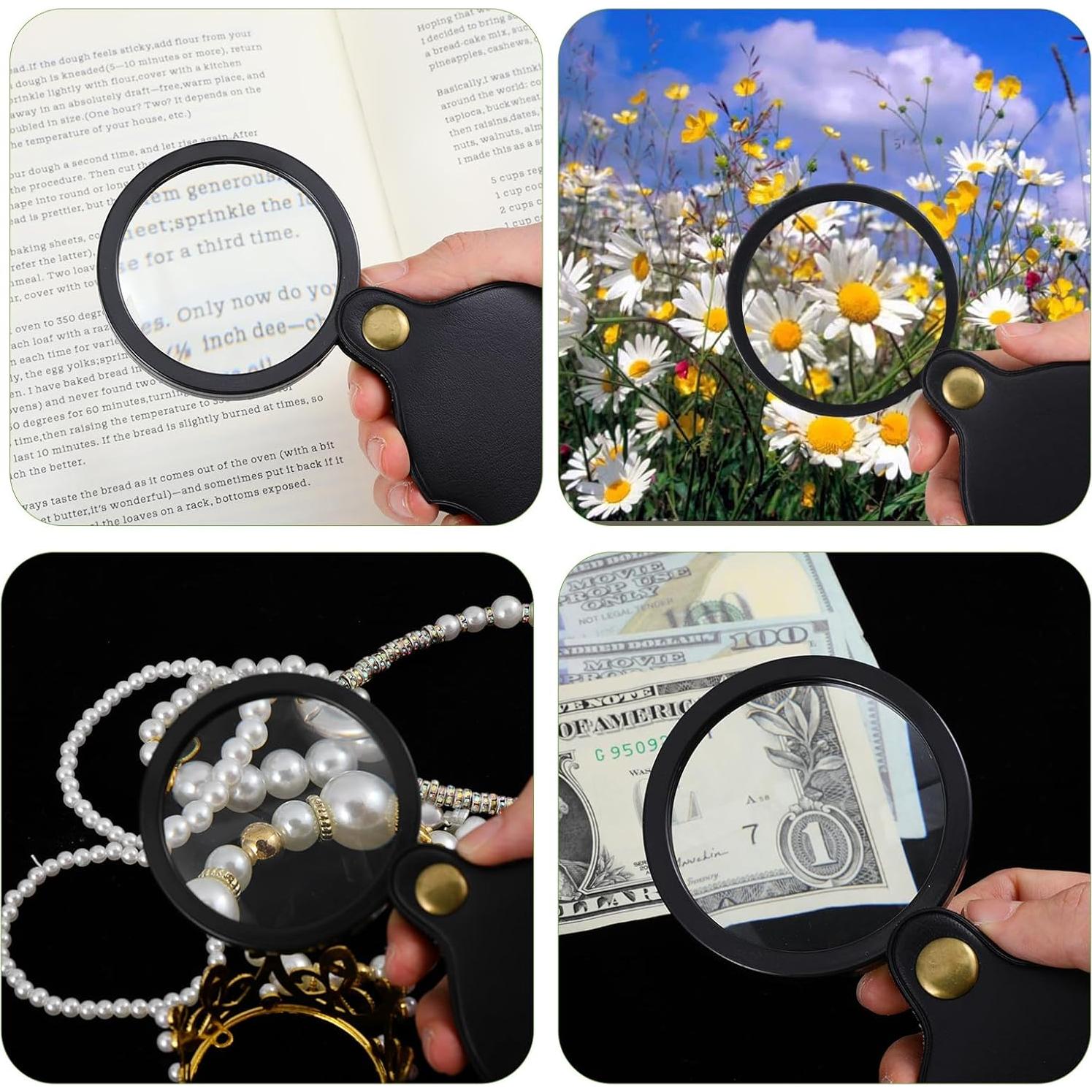 Lupa de Bolsillo 7x QFGasre con Funda de Cuero Plegable