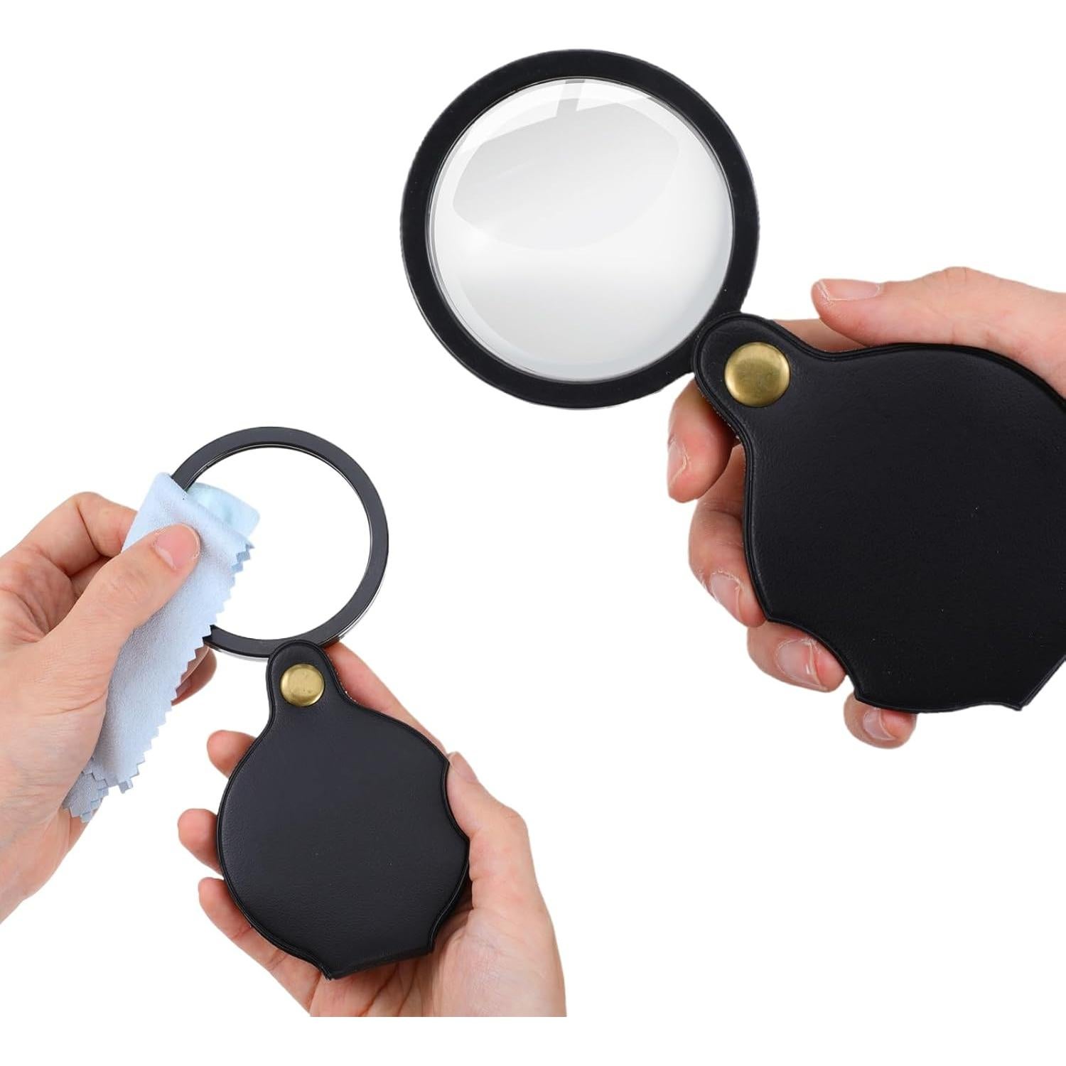 Lupa de Bolsillo 7x QFGasre con Funda de Cuero Plegable