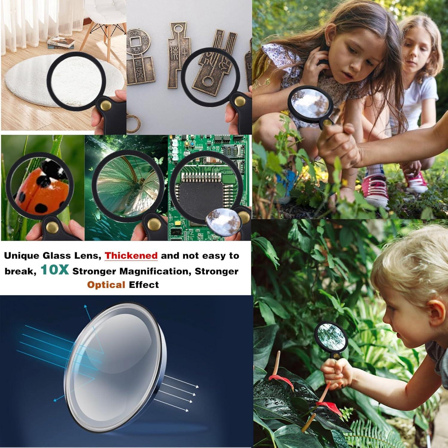 Lupa de Bolsillo 7x QFGasre con Funda de Cuero Plegable