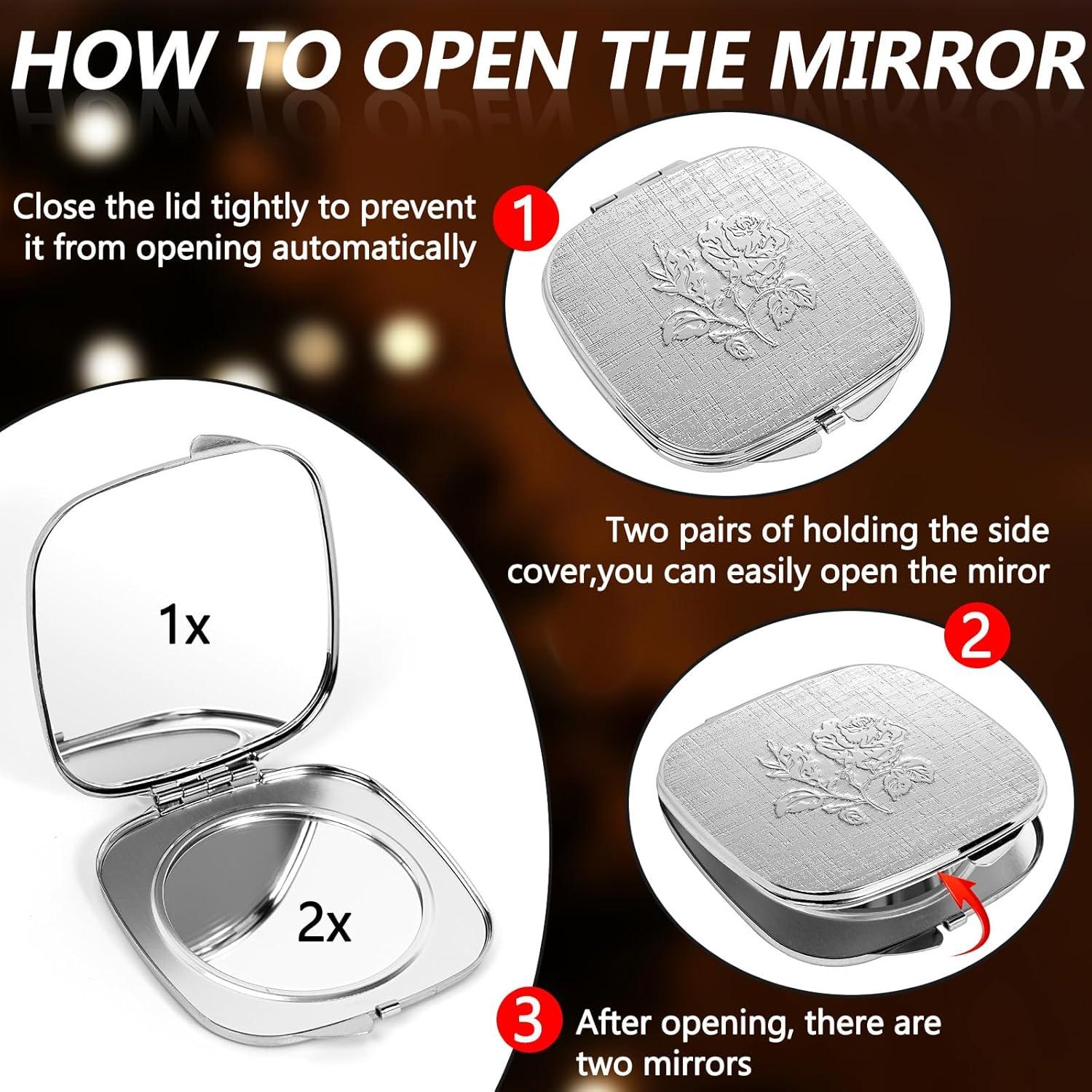 Espejo Compacto LIKSANGMETALS 7.1x7.6cm 1X/2X Plegable Plata