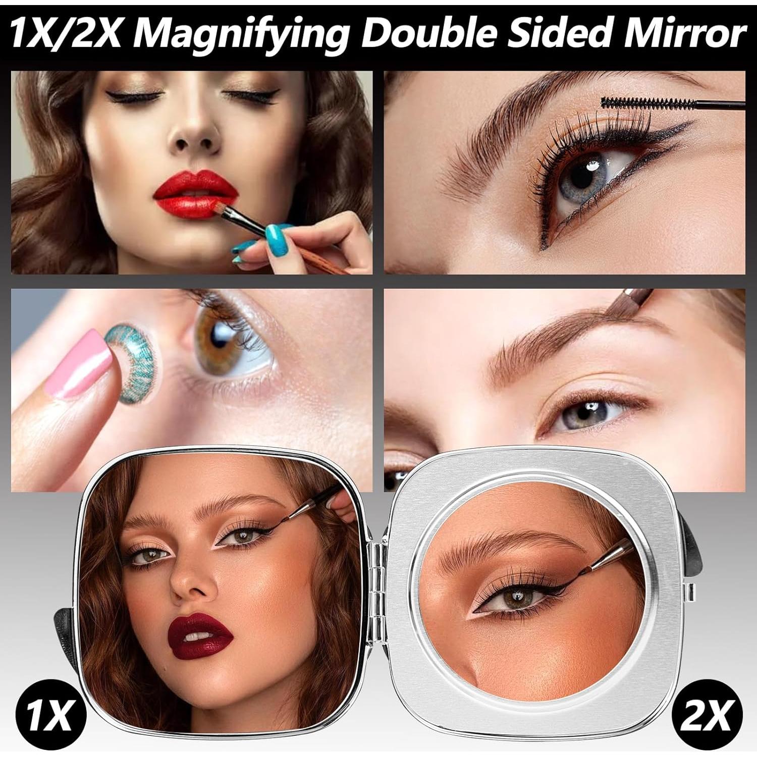 Espejo Compacto LIKSANGMETALS 7.1x7.6cm 1X/2X Plegable Plata