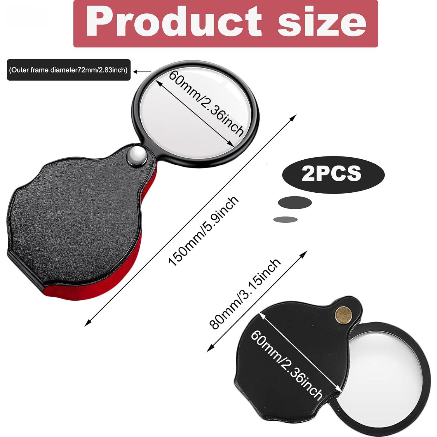 Lupa de Bolsillo 15X LIFTATAPA, 2 Piezas, Plegable con Funda