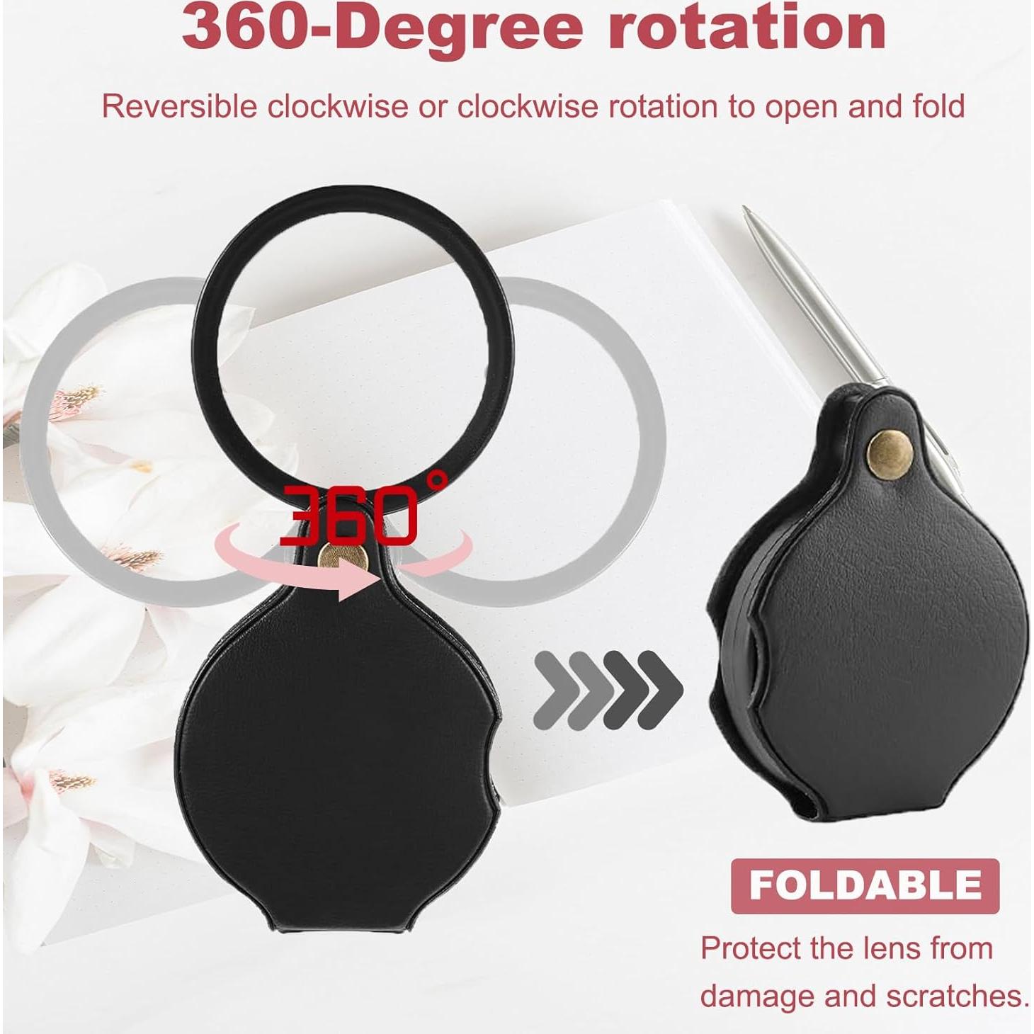 Lupa de Bolsillo 15X LIFTATAPA, 2 Piezas, Plegable con Funda