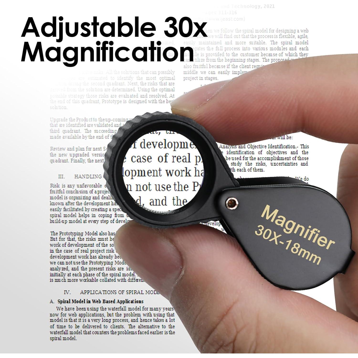 Lupa de Joyero 30x Landtek con Lente de 18mm y Funda de Cuero