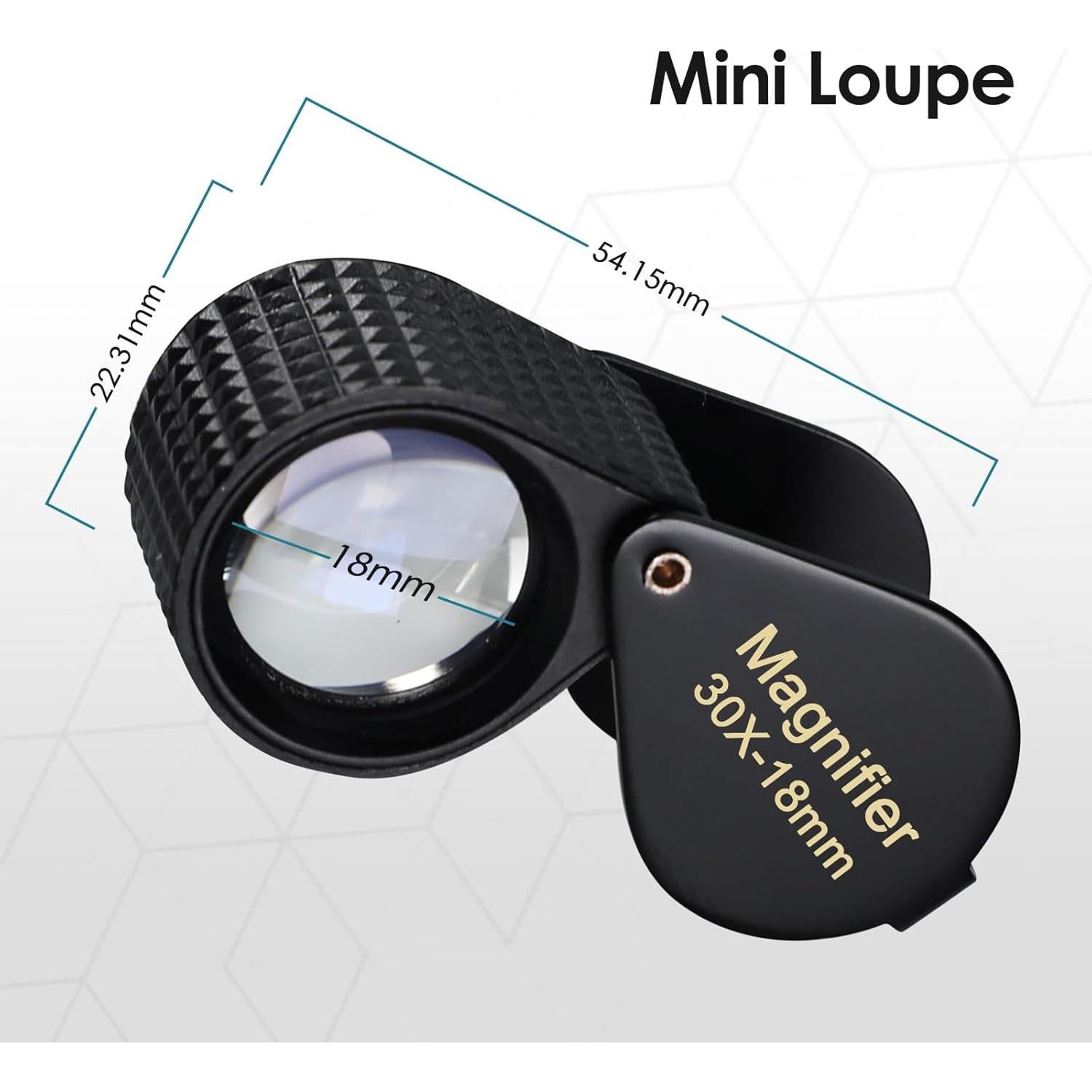 Lupa de Joyero 30x Landtek con Lente de 18mm y Funda de Cuero