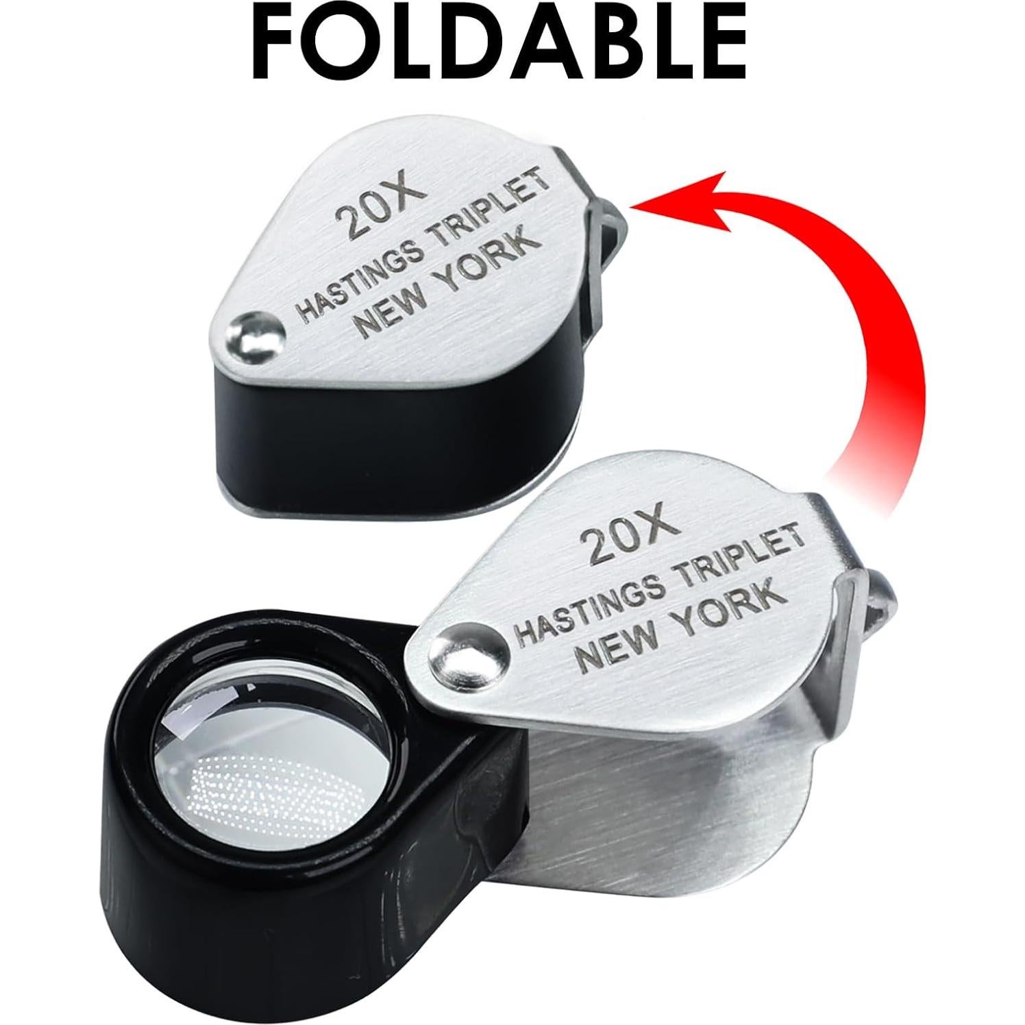 Lupa de Joyero 20X Landtek Plegable con Lente Triplete 12mm