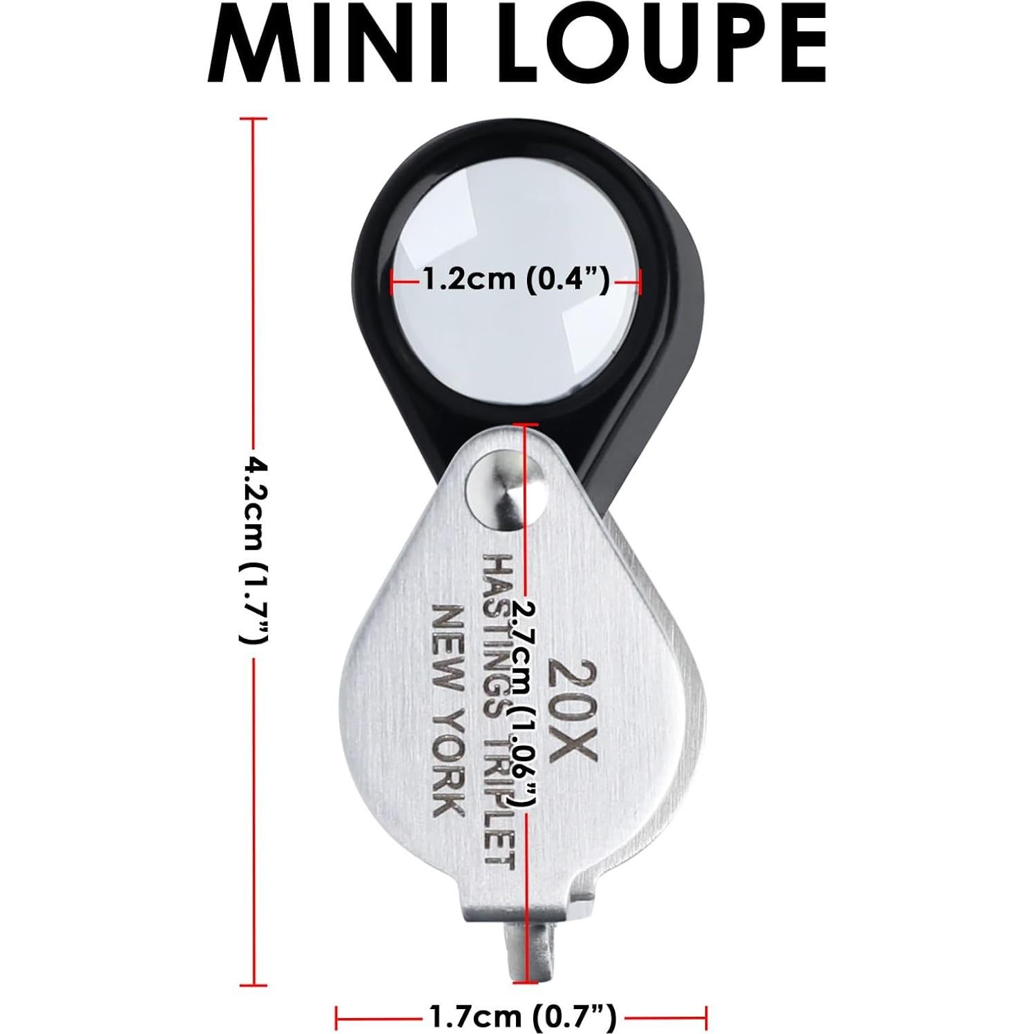 Lupa de Joyero 20X Landtek Plegable con Lente Triplete 12mm