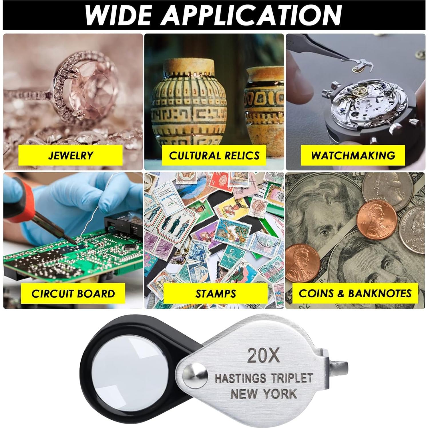 Lupa de Joyero 20X Landtek Plegable con Lente Triplete 12mm