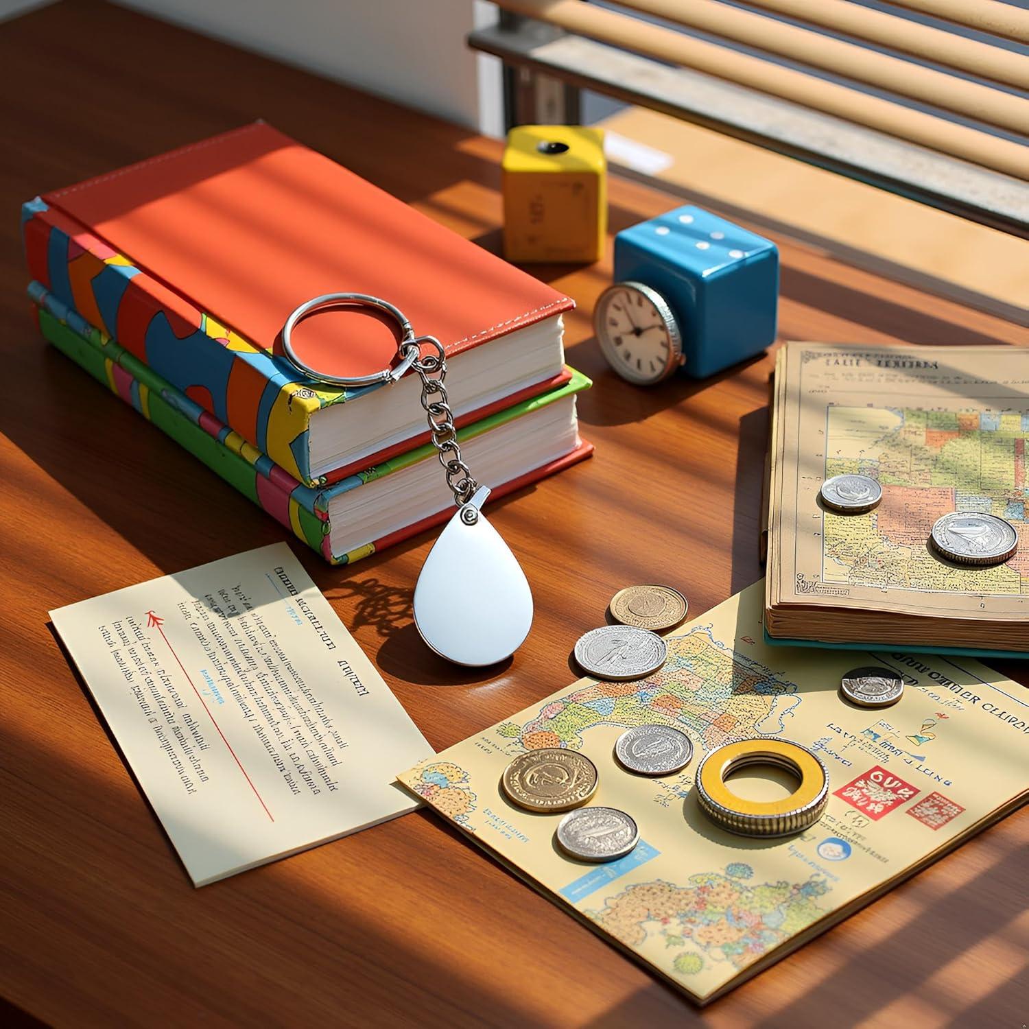 Lupa de bolsillo 20X Mozff con llavero y lente de 22mm