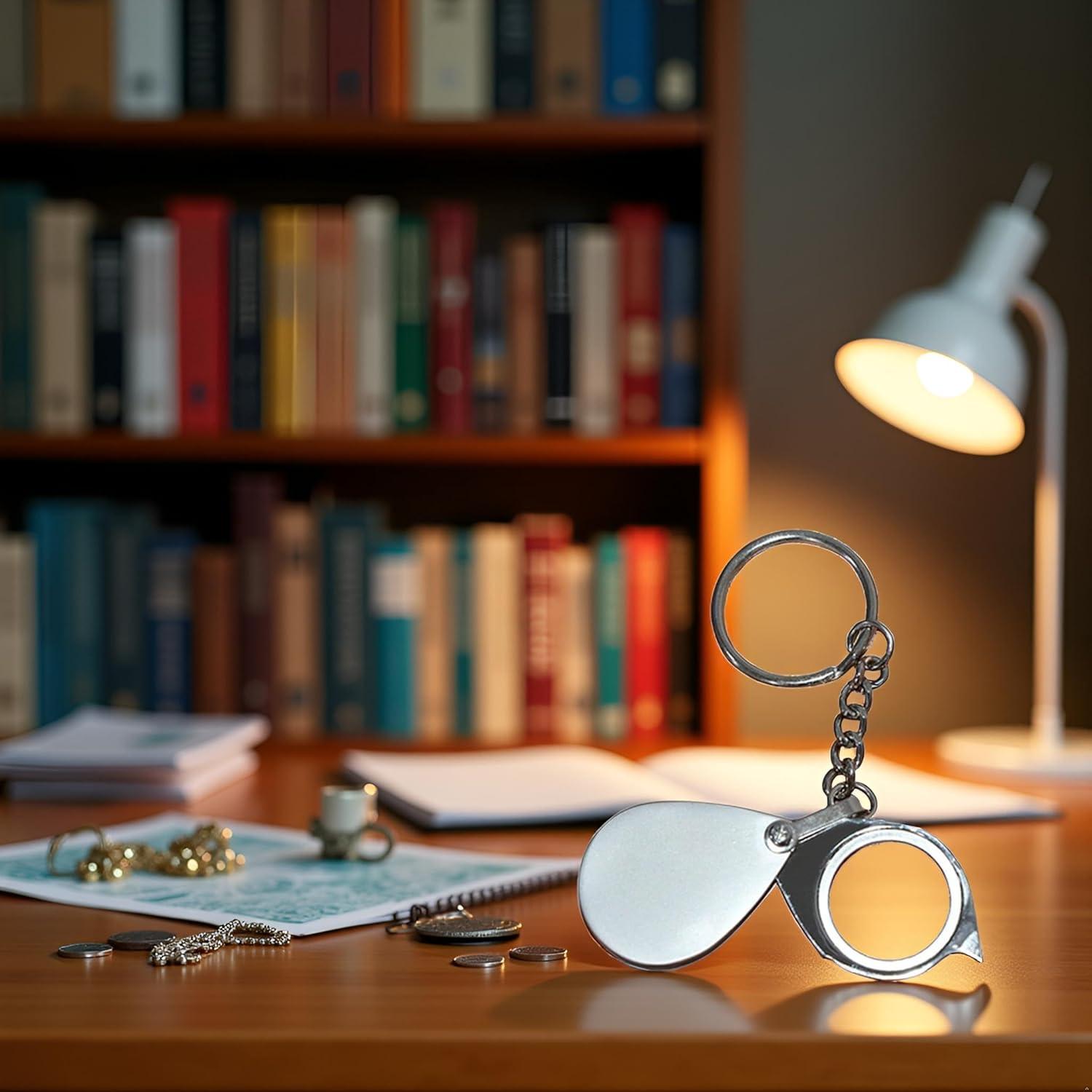 Lupa de bolsillo 20X Mozff con llavero y lente de 22mm