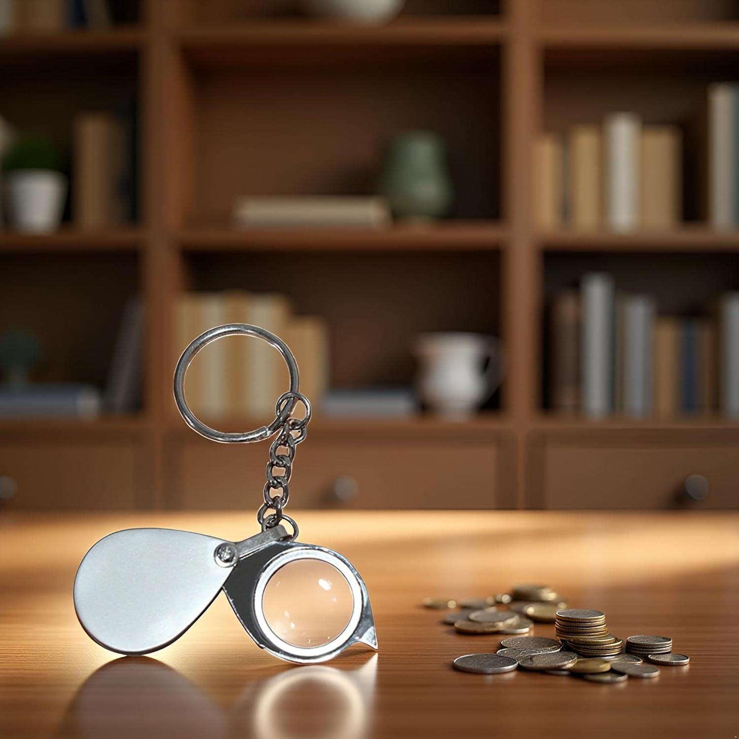 Lupa de bolsillo 20X Mozff con llavero y lente de 22mm