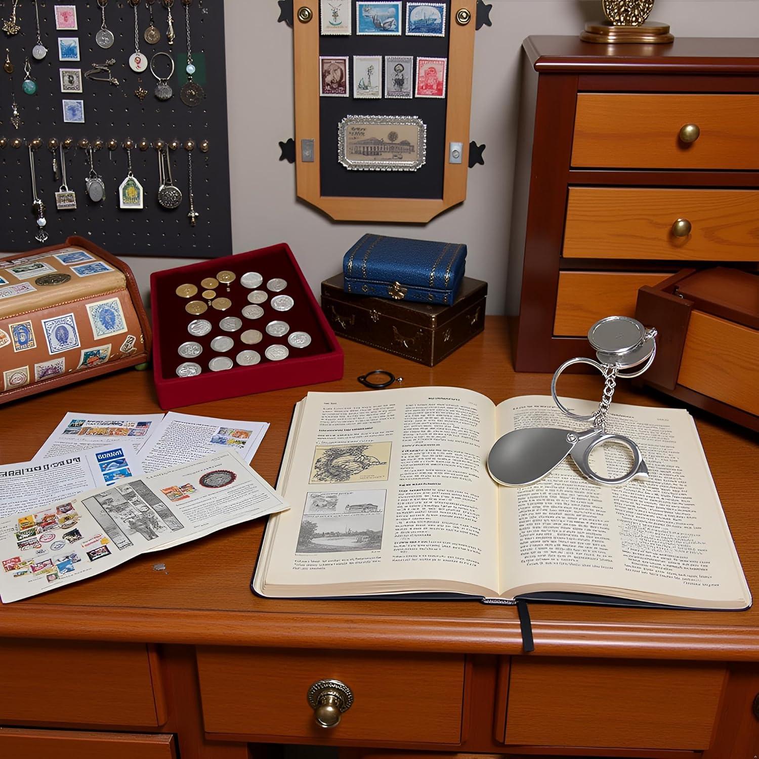 Lupa de bolsillo 20X Mozff con llavero y lente de 22mm