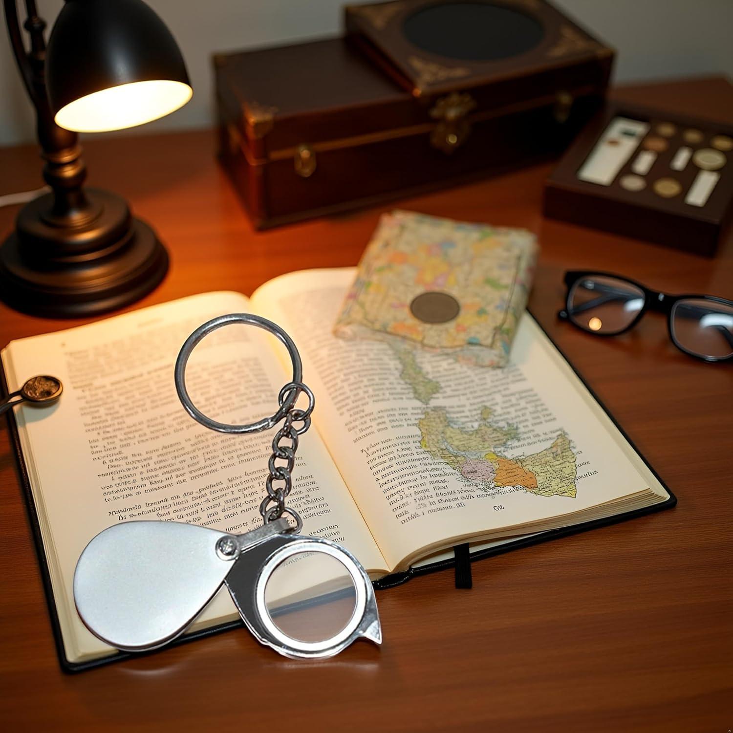 Lupa de bolsillo 20X Mozff con llavero y lente de 22mm