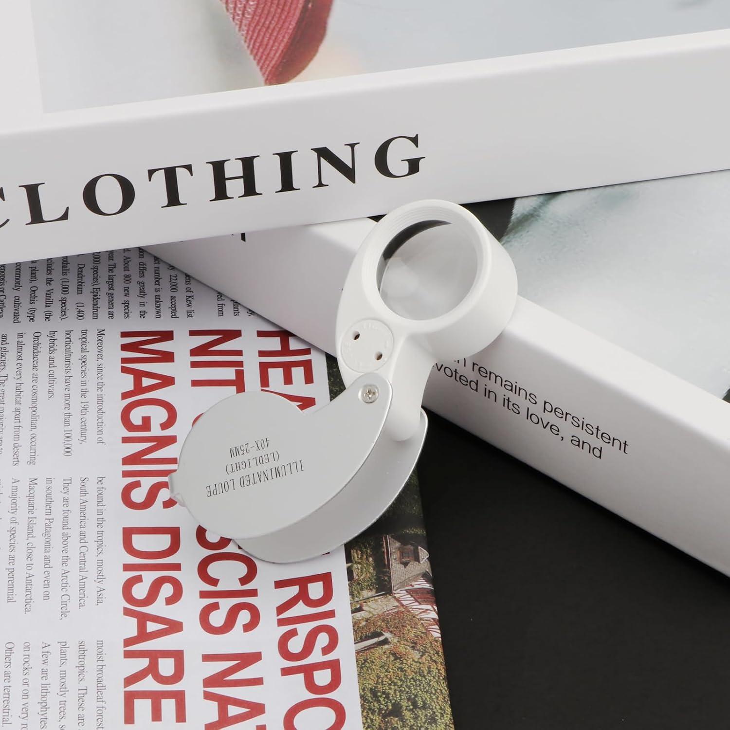 Lupa de bolsillo iluminada Rongon 40X con LED para joyeros