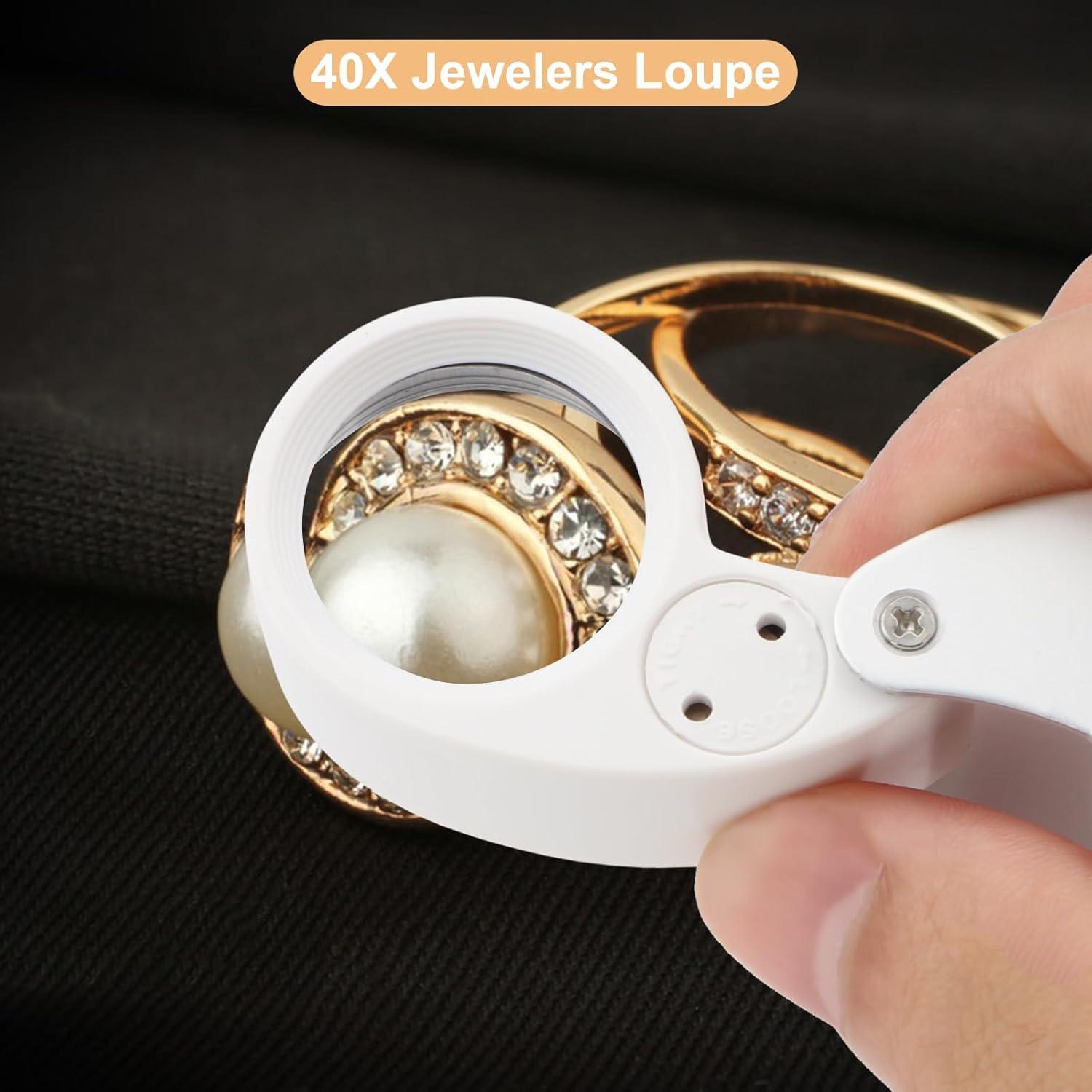 Lupa de bolsillo iluminada Rongon 40X con LED para joyeros