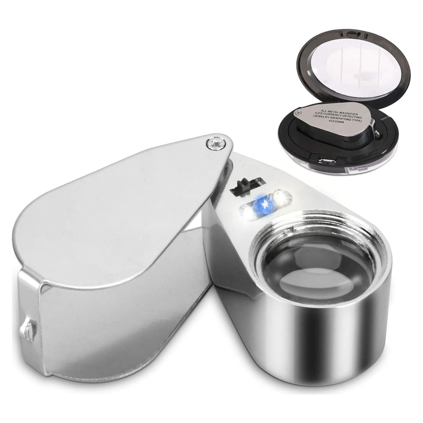 Lupa de Joyero Iluminada TRIrunpdl 40X con Luz UV y Plegable