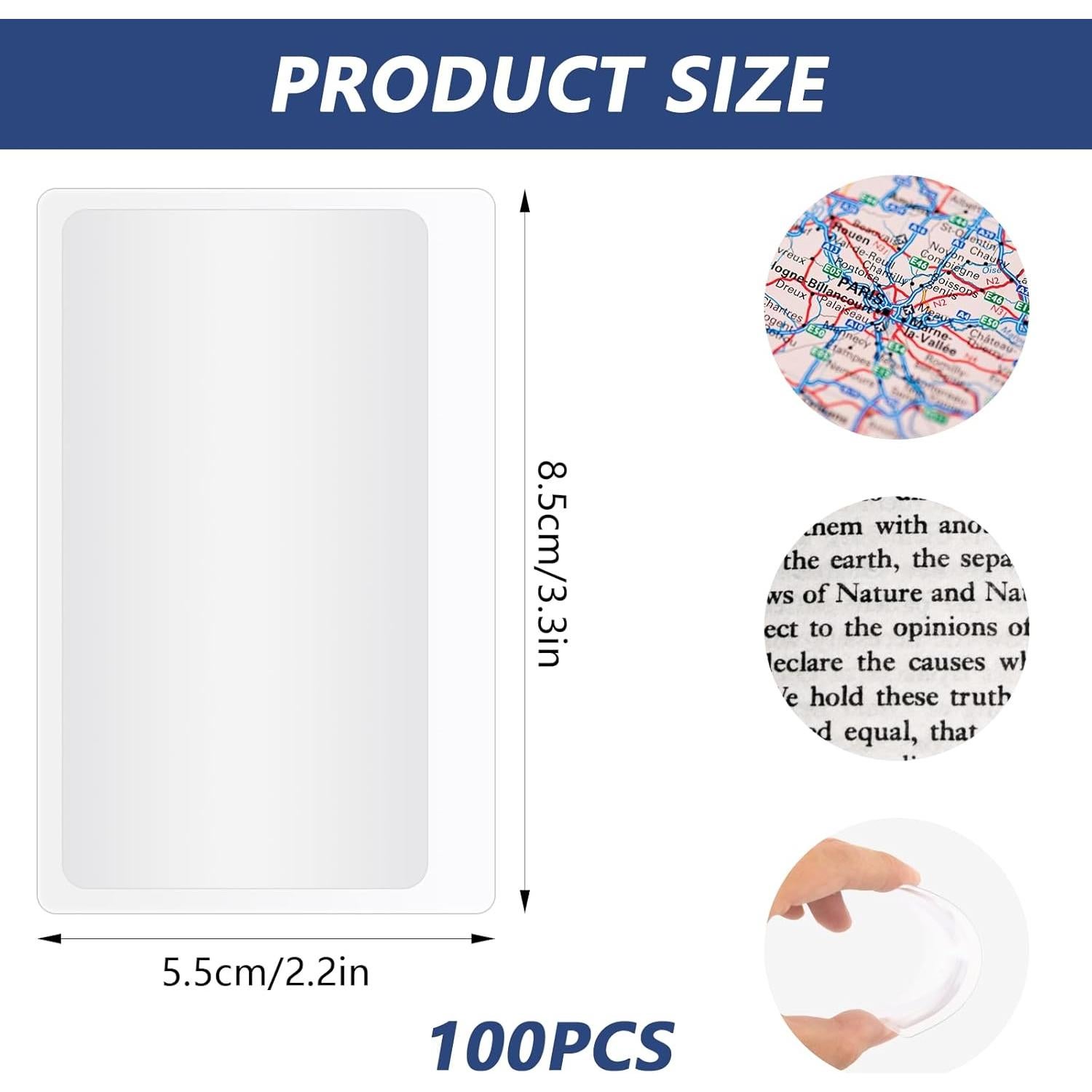 Lupas de Lectura Portátiles QUYLIXX - 100 Pcs 3x 8.4x5.6 cm