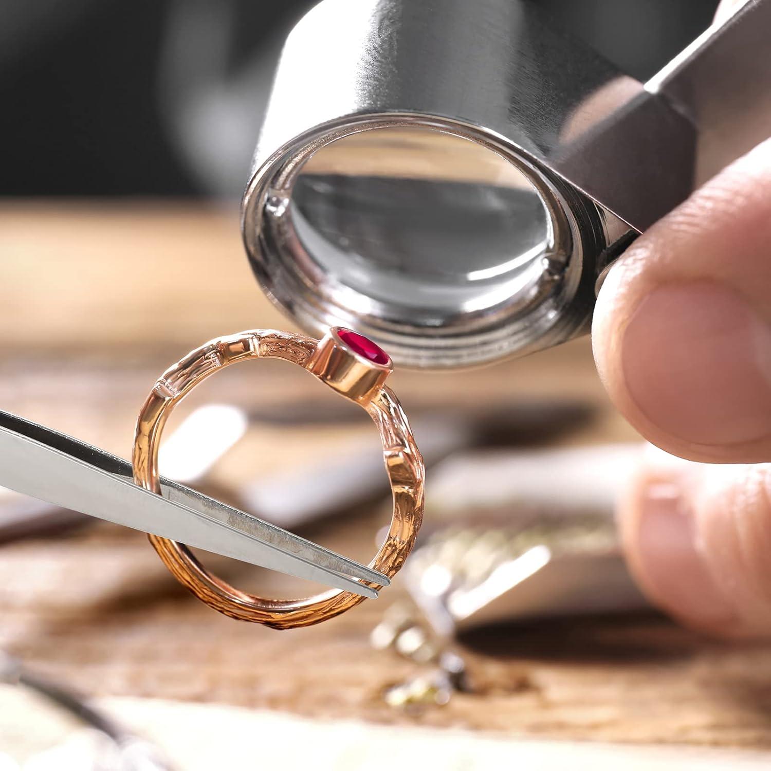 Lupas de Joyero SEEWEY con Luz LED 10X 20X 30X 40X - 4 Pcs