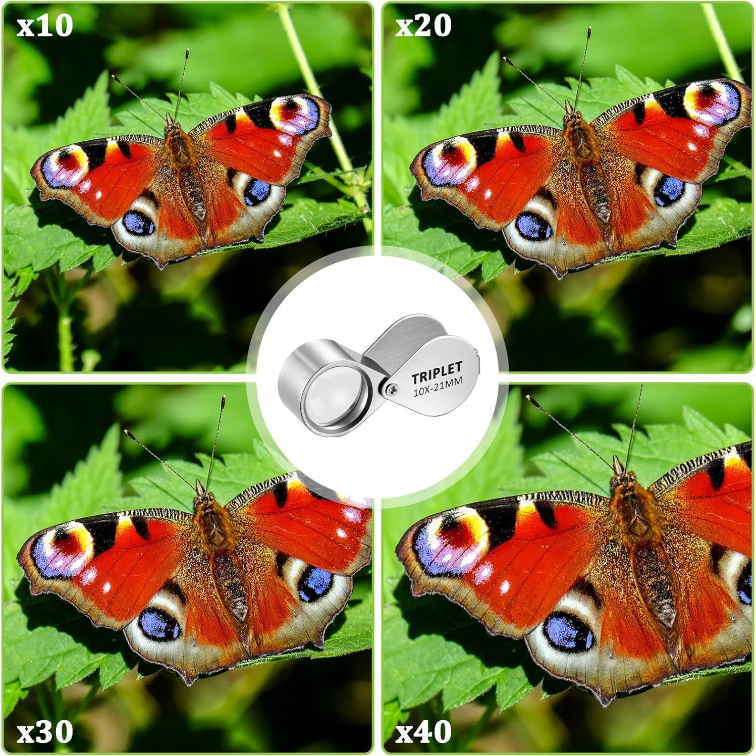 Lupas de Joyero SEEWEY con Luz LED 10X 20X 30X 40X - 4 Pcs