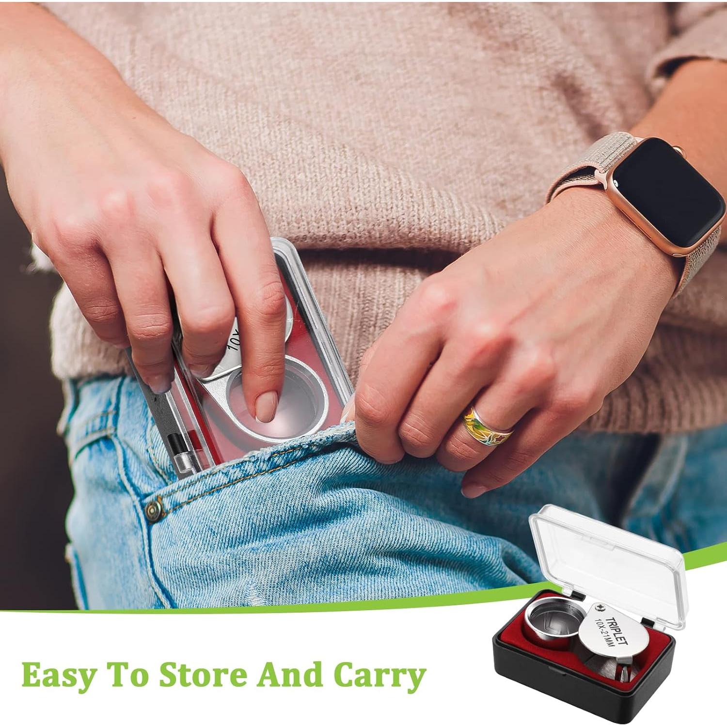 Lupas de Joyero SEEWEY con Luz LED 10X 20X 30X 40X - 4 Pcs