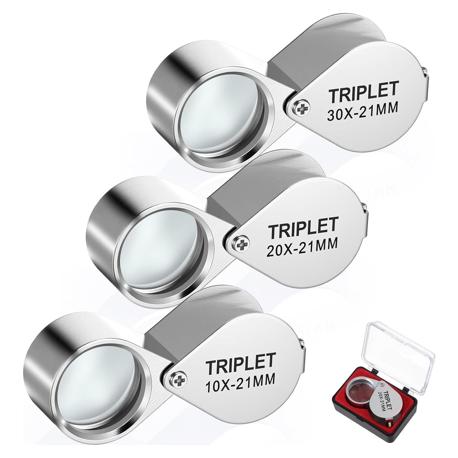 Lupa de Joyero Plegable QfwdfcTrenz 10X 20X 30X con Lente de Vidrio