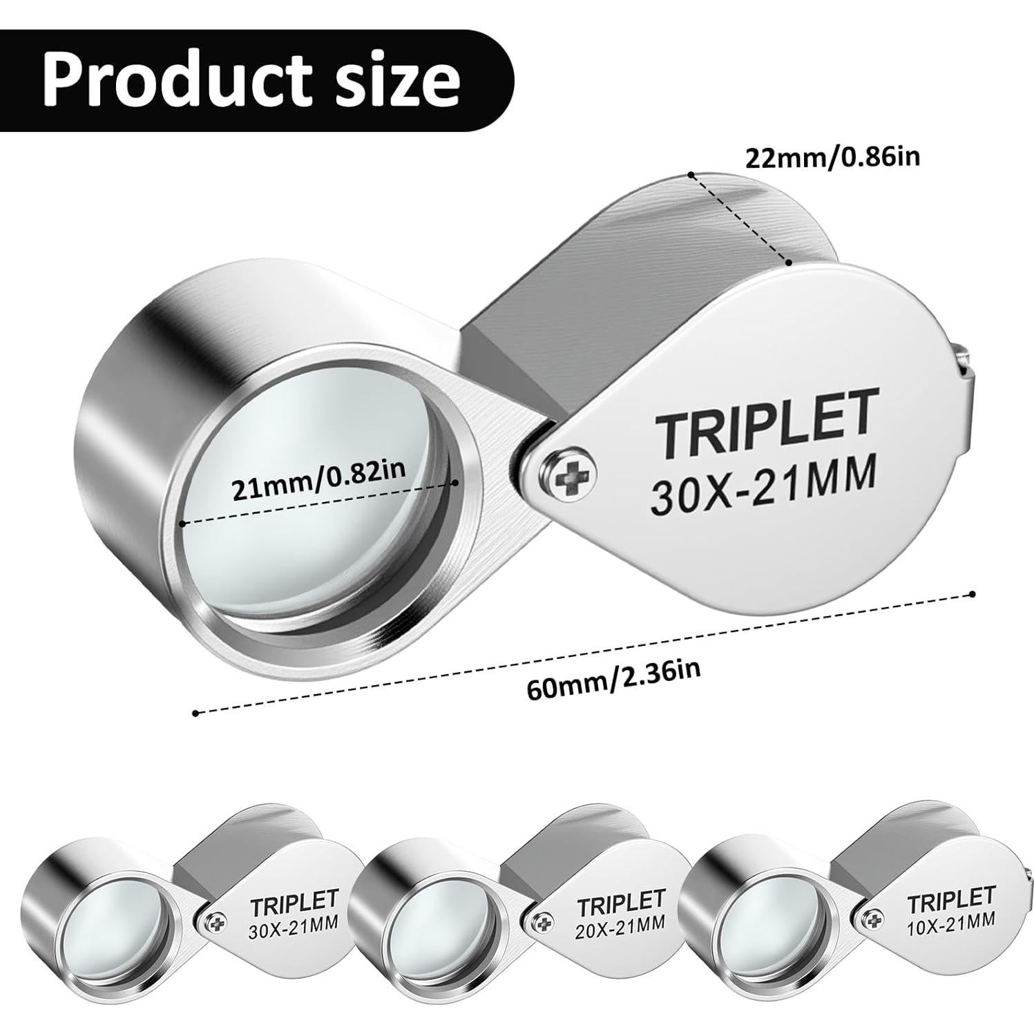 Lupa de Joyero Plegable QfwdfcTrenz 10X 20X 30X con Lente de Vidrio