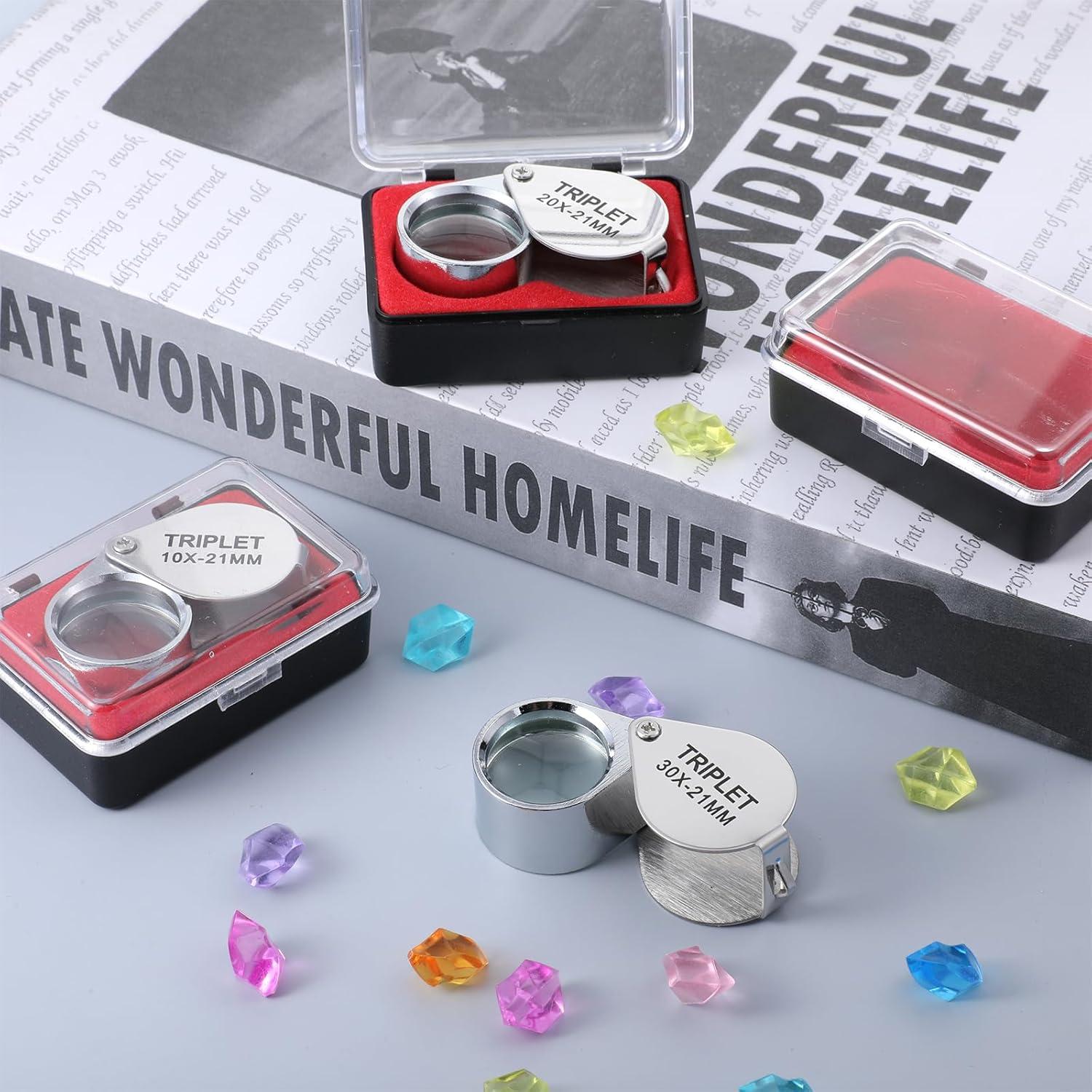 Lupa de Joyero Plegable QfwdfcTrenz 10X 20X 30X con Lente de Vidrio