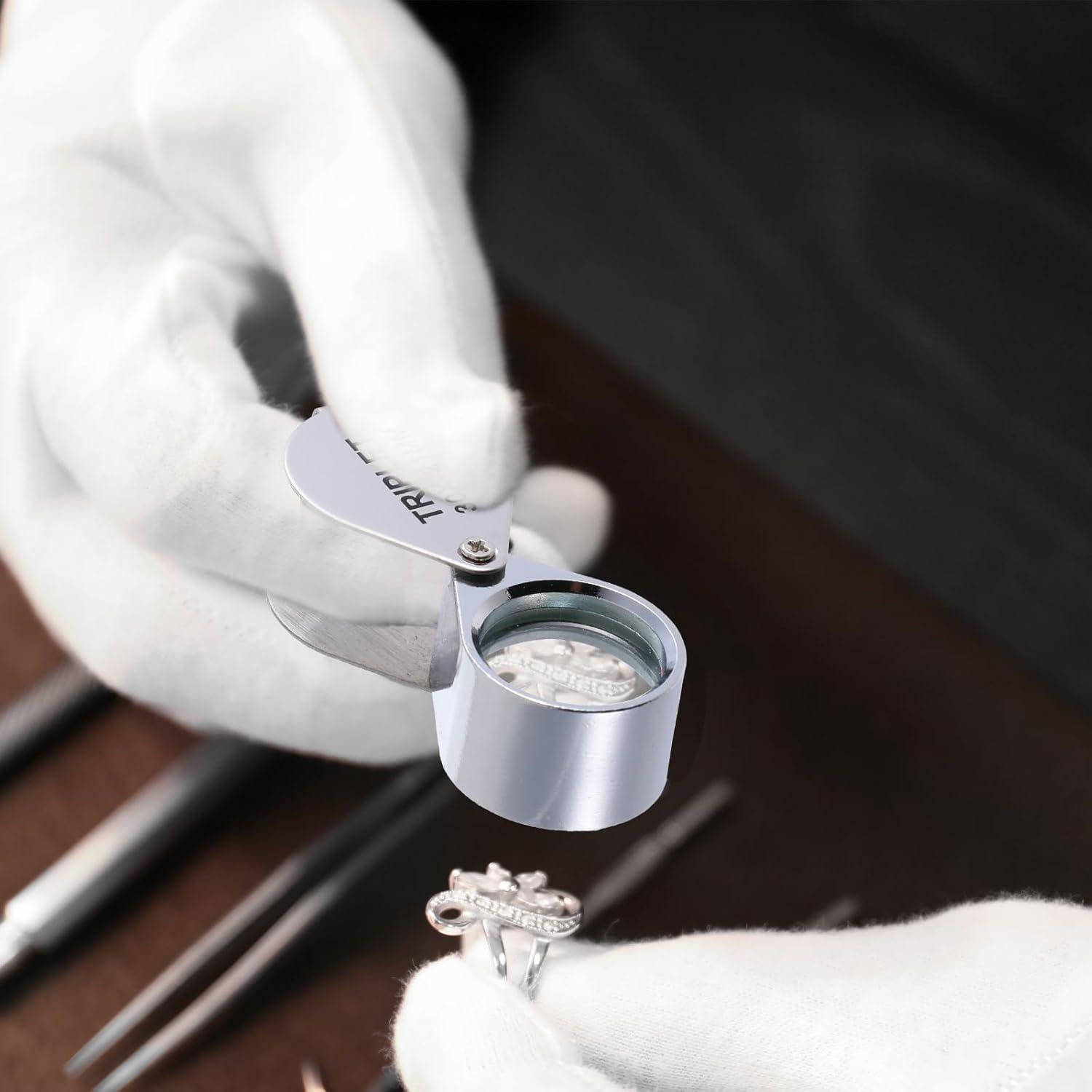 Lupa de Joyero Plegable QfwdfcTrenz 10X 20X 30X con Lente de Vidrio