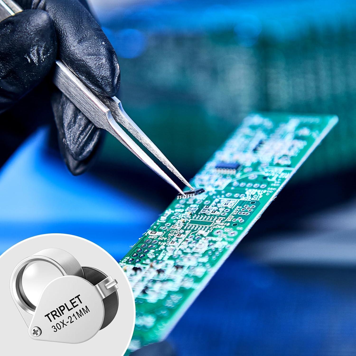 Lupa de Joyero Plegable QfwdfcTrenz 10X 20X 30X con Lente de Vidrio