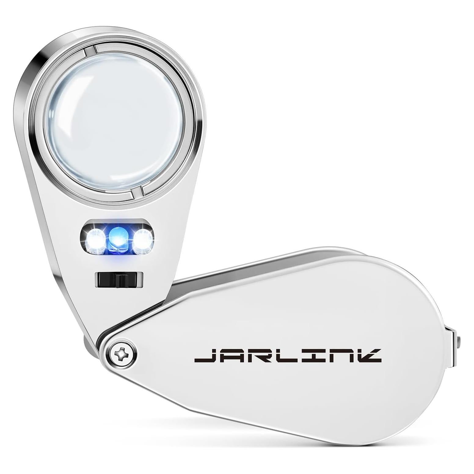 Lupa de Joyero JARLINK 40X con Luz LED y UV Plegable