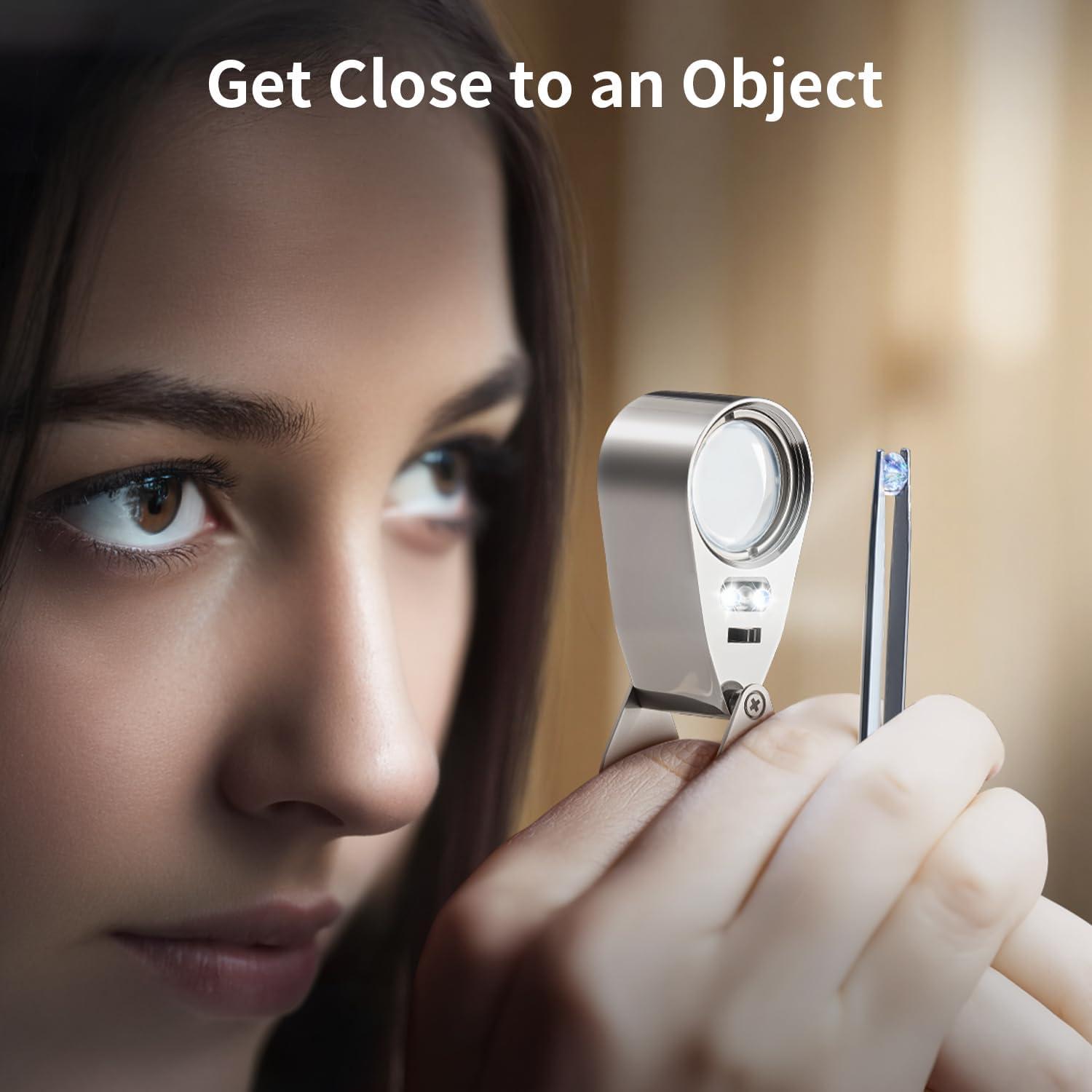 Lupa de Joyero JARLINK 40X con Luz LED y UV Plegable