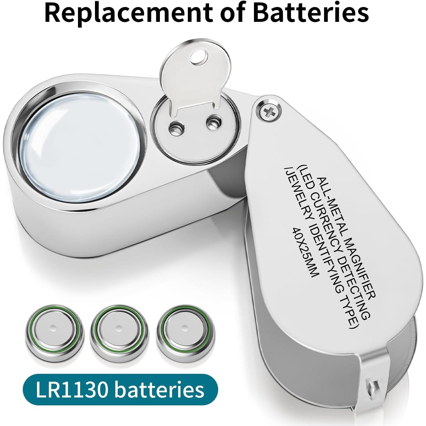 Lupa de Joyero JARLINK 40X con Luz LED y UV Plegable