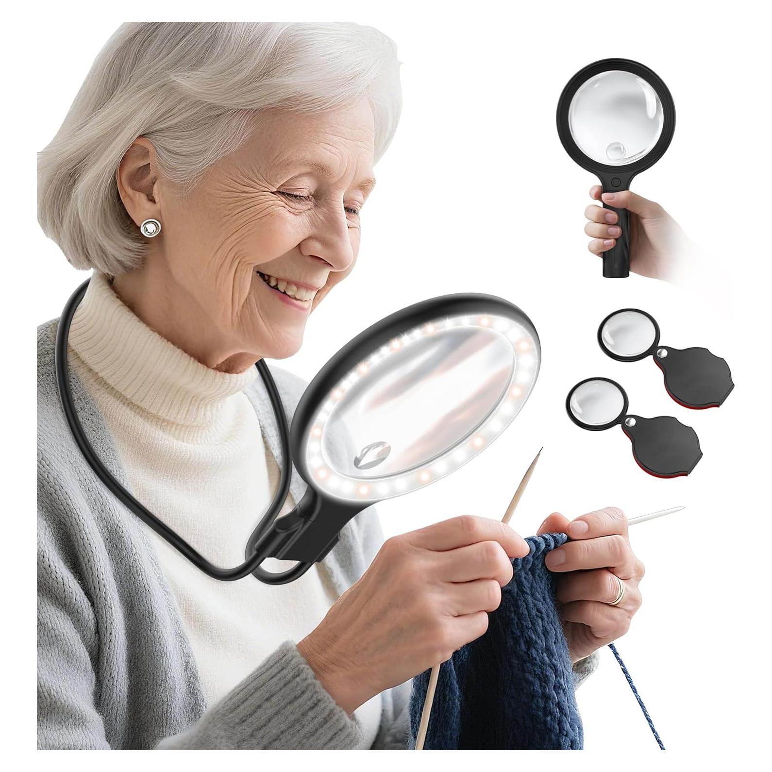 Lupa de Cuello y Mano Lightswim 5X con Luz LED y Lentes 10X