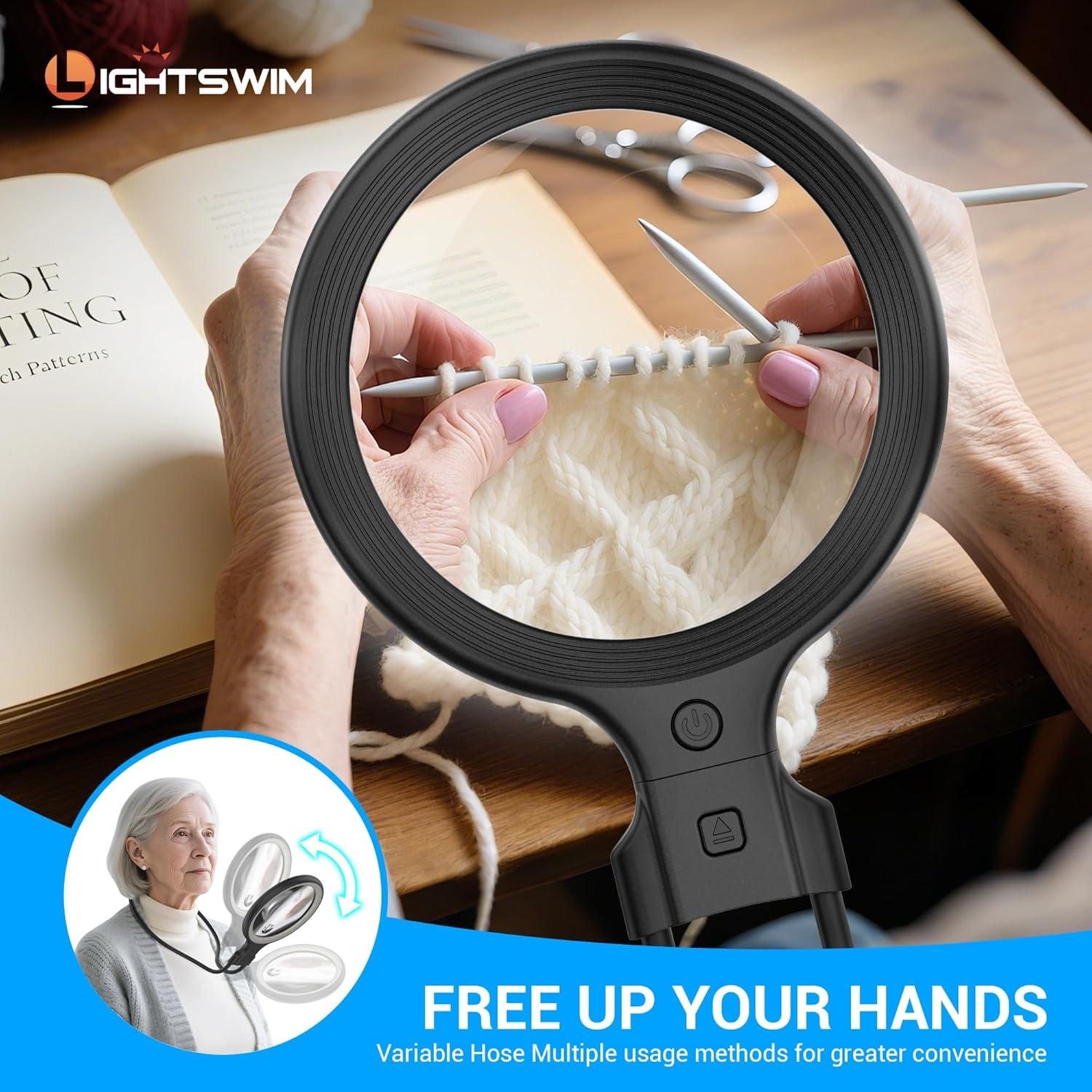 Lupa de Cuello y Mano Lightswim 5X con Luz LED y Lentes 10X