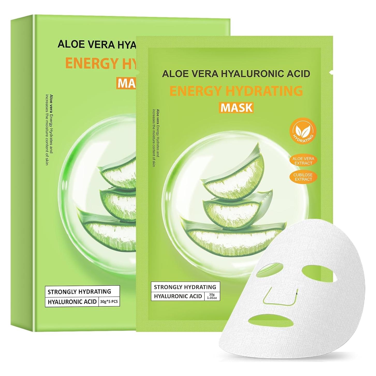 Mascarillas Faciales BIYING Aloe Vera Hidratantes x5 Unidades
