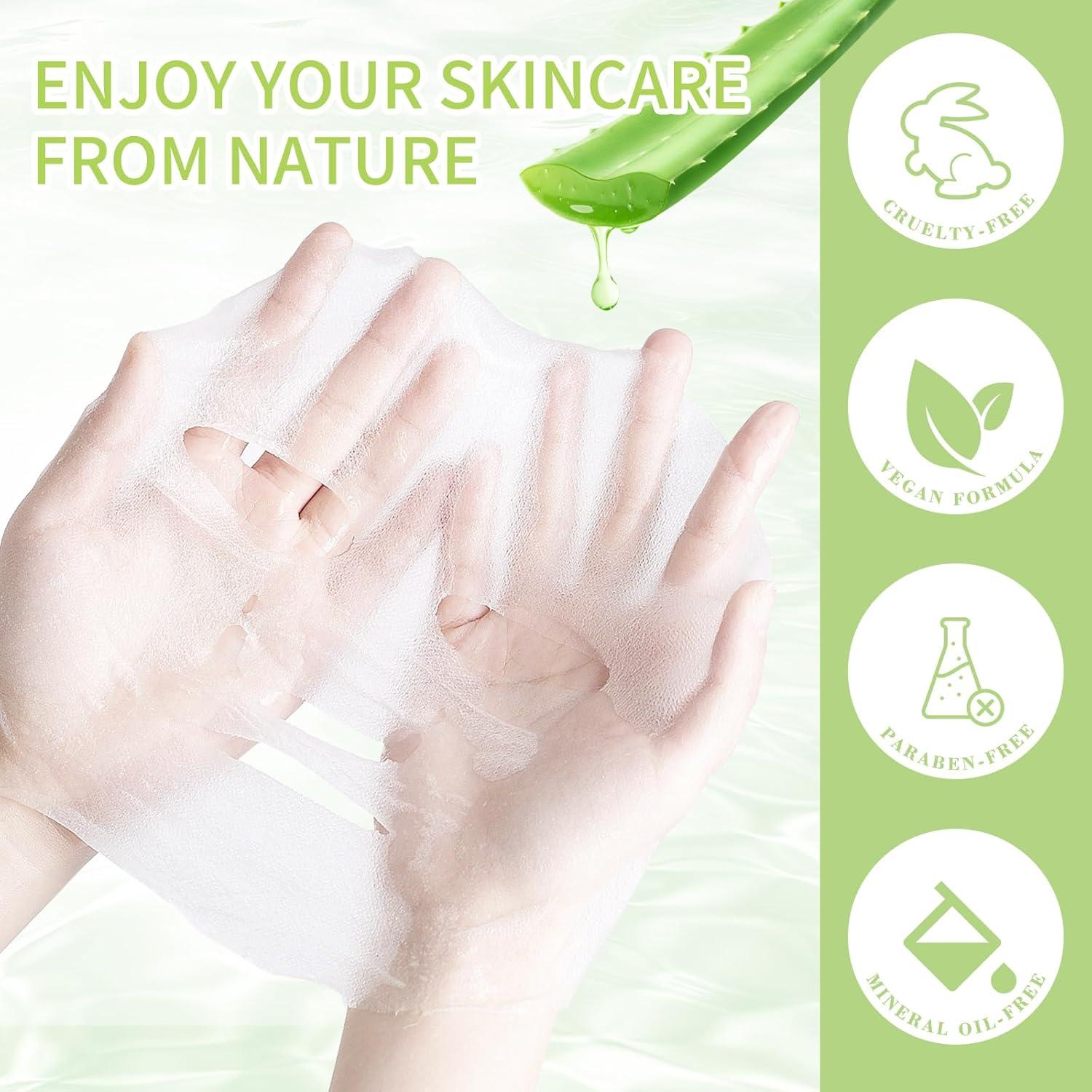 Mascarillas Faciales BIYING Aloe Vera Hidratantes x5 Unidades