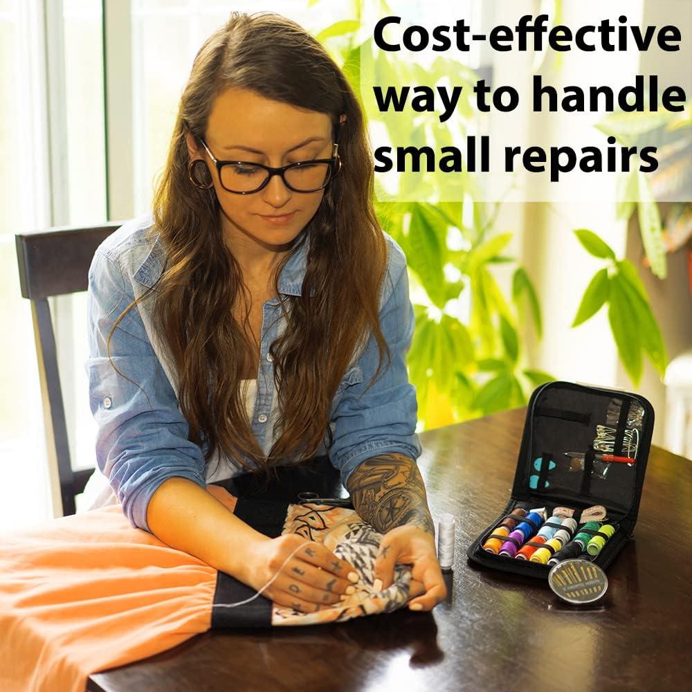 Kit de Costura Básico Vellostar Mini Negro - 30 Agujas y Hilo