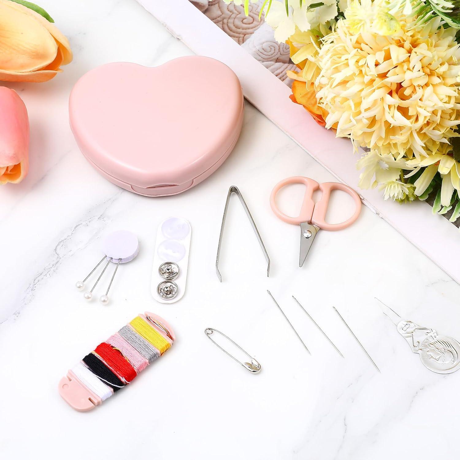 Kit de Costura Mini QfwdfcTrenz Rosa - 6 Piezas Portátil