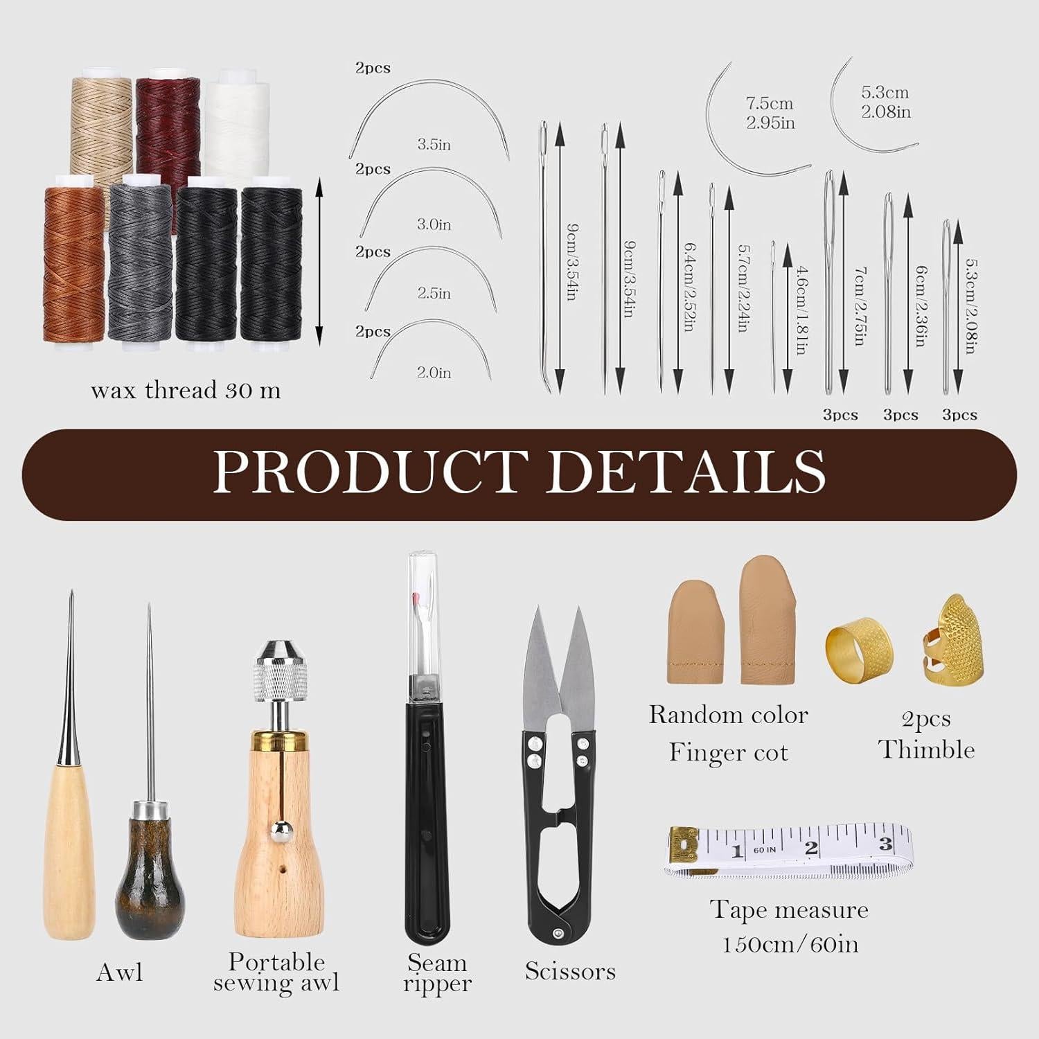 Kit de Costura de Cuero 41 Piezas Tntleays con Bolsa Impermeable