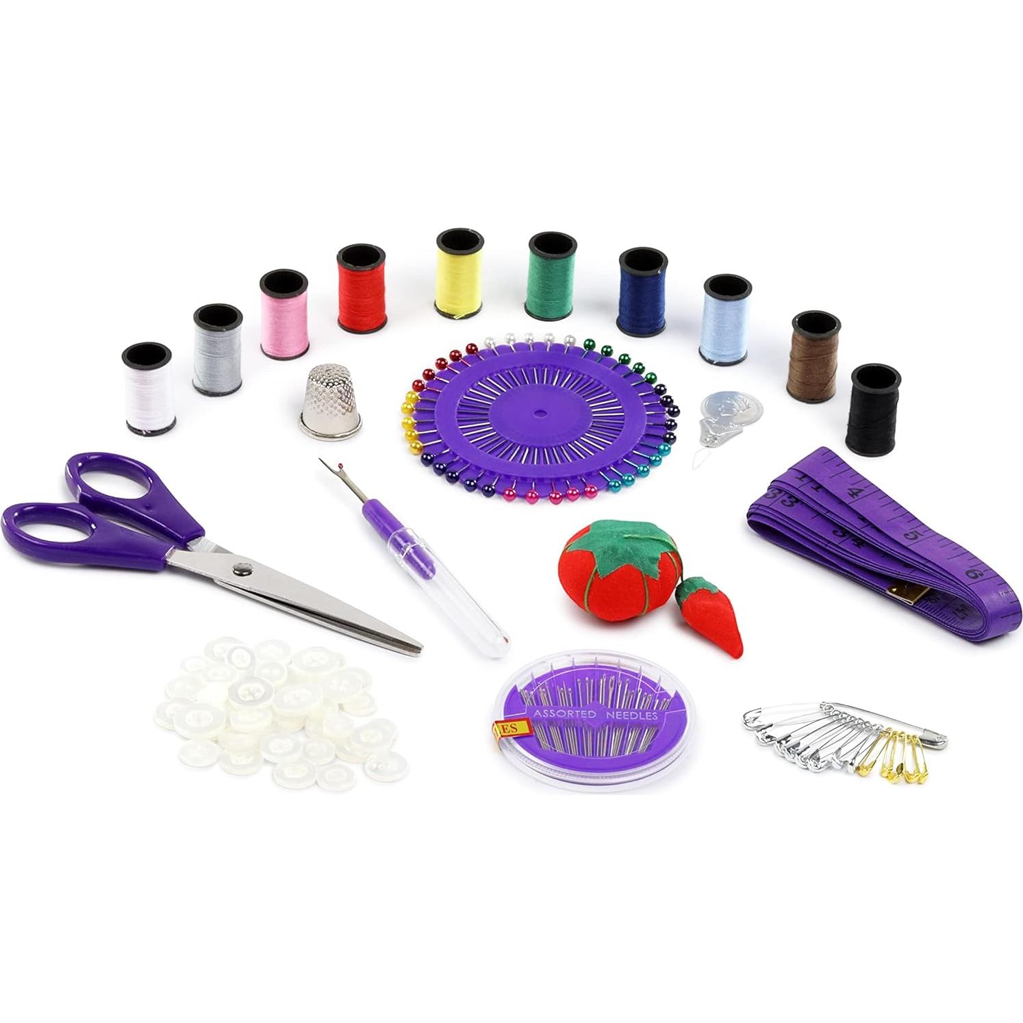 Kit de Costura Dritz 11069 Púrpura - 40 Alfileres, Tijeras