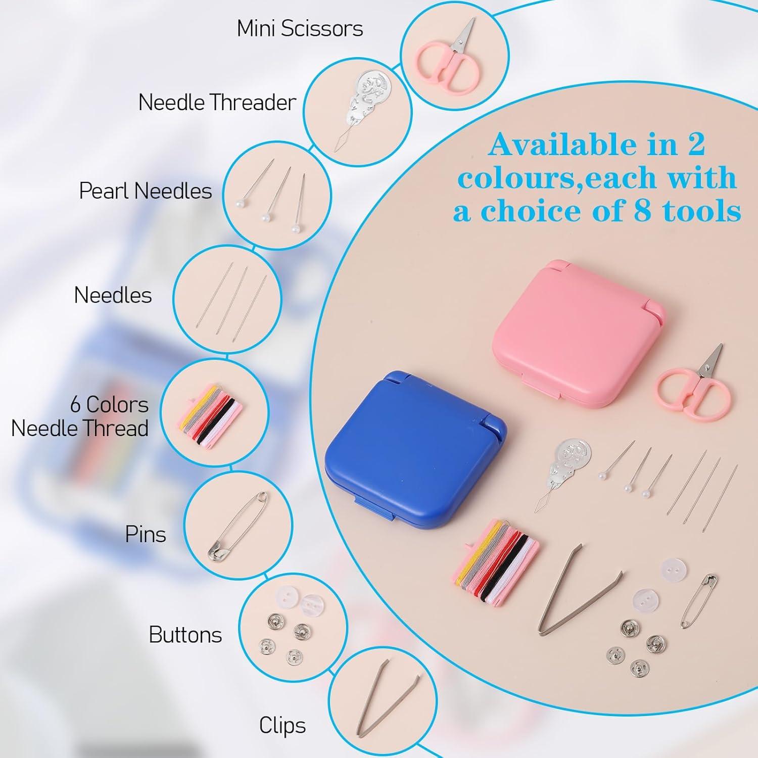 Kit de Costura de Viaje Mini Quilax 2 Piezas Azul y Rosa