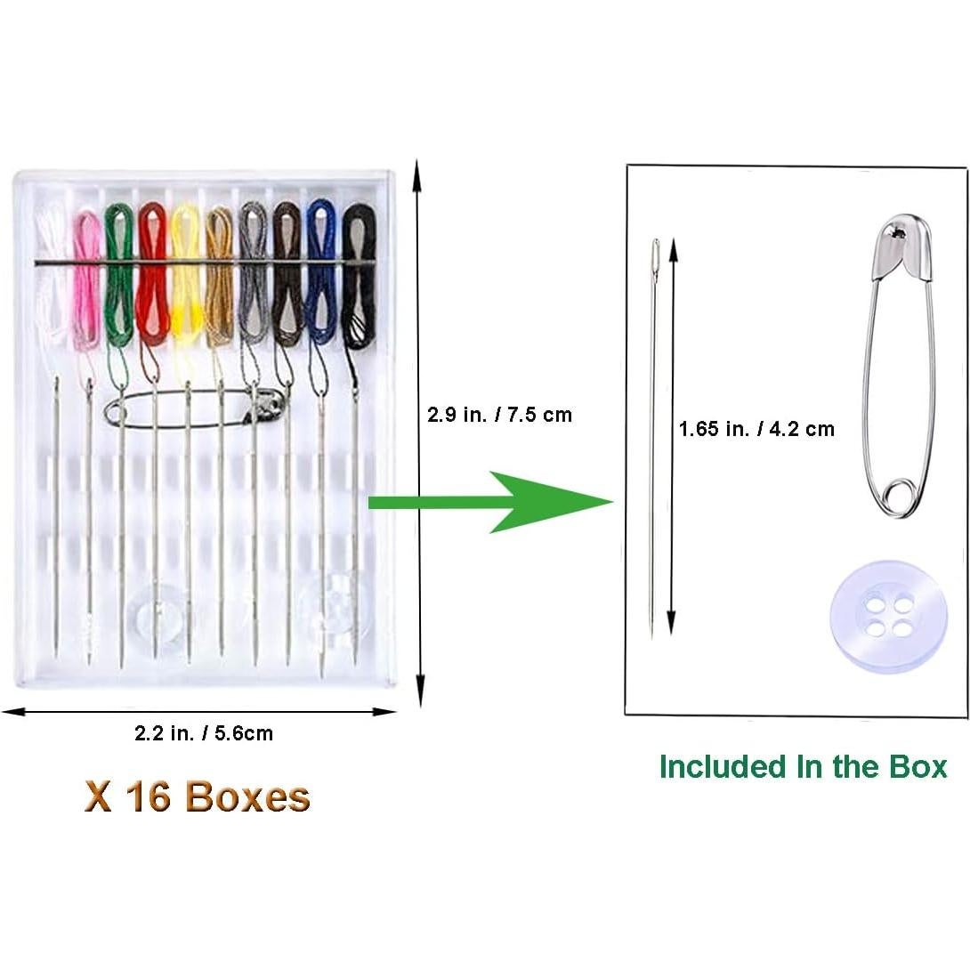 Kit de Costura Rápido Y-Axis 16 Cajas con Agujas Pre-Enhebradas