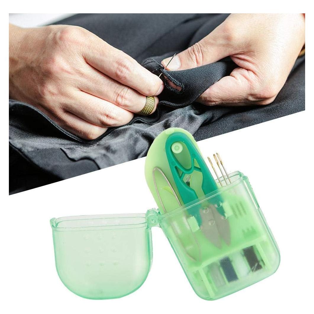 Kit de Costura Mini xianshi para Viajes - 8x4.2 cm, Verde