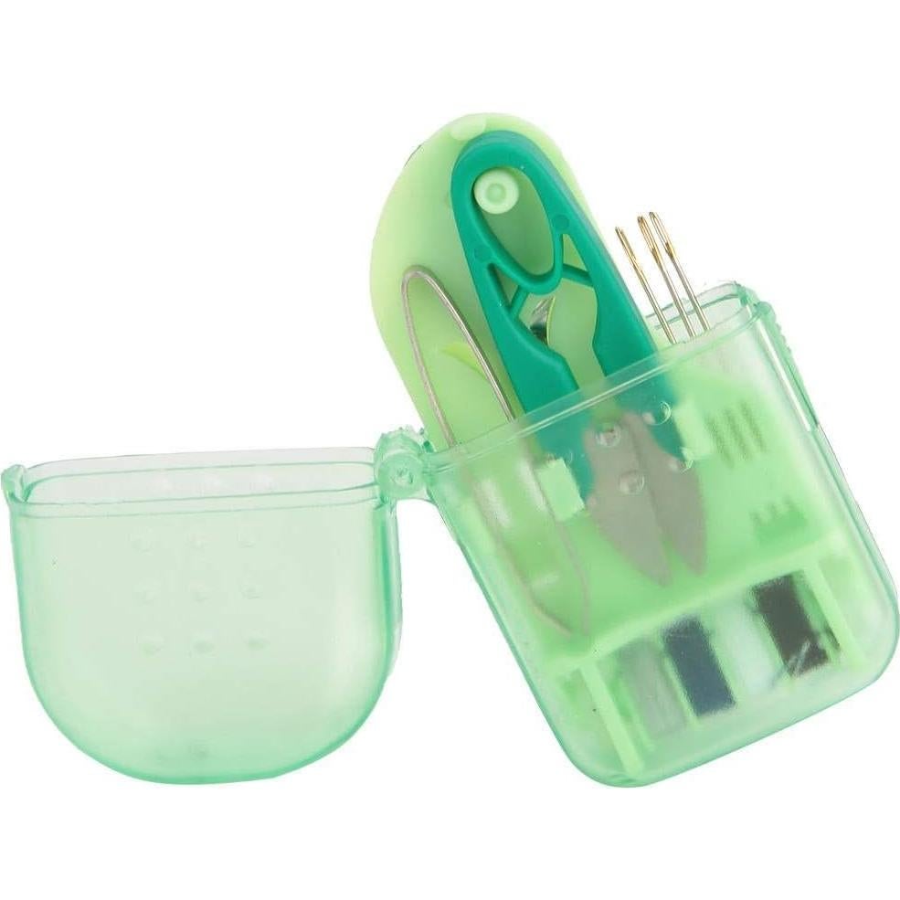 Kit de Costura Mini xianshi para Viajes - 8x4.2 cm, Verde