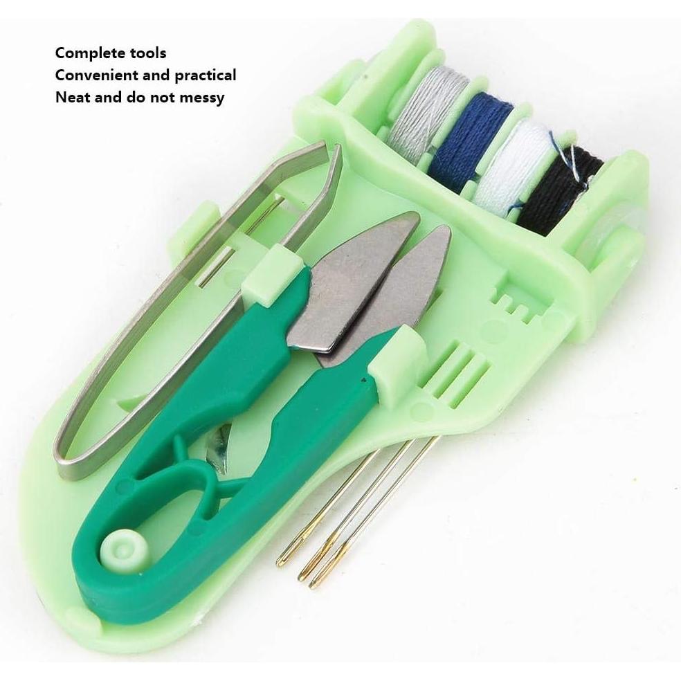 Kit de Costura Mini xianshi para Viajes - 8x4.2 cm, Verde