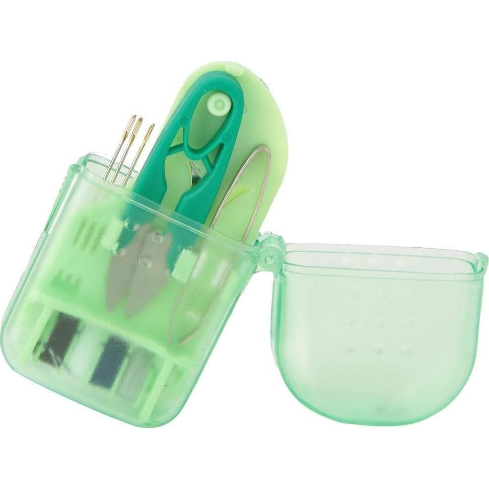 Kit de Costura Mini xianshi para Viajes - 8x4.2 cm, Verde